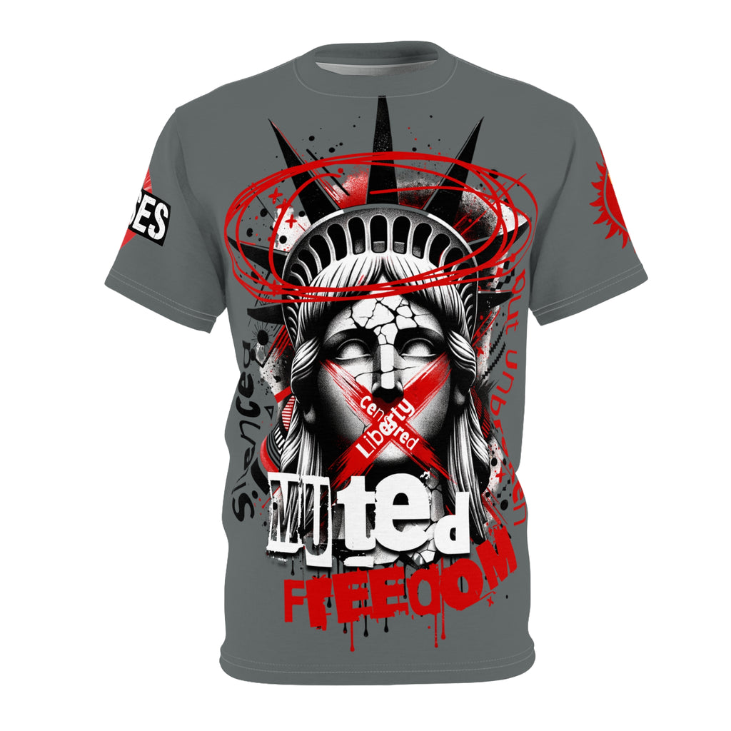 Muted Freedom LD&P APPAREL DESIGN Graphic Tee Shirt Grey