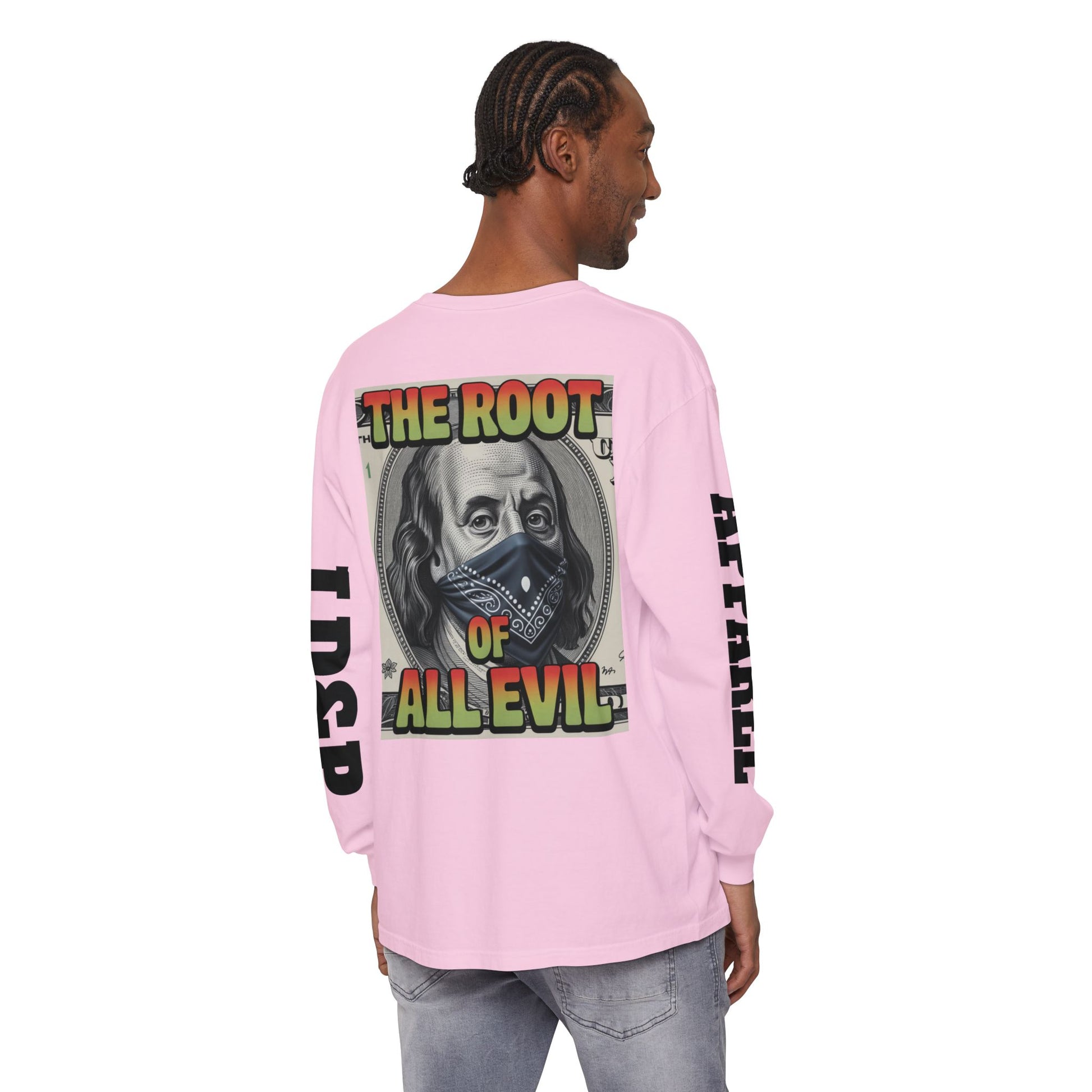 Garment-Dyed Long Sleeve T-Shirt The Root of Evil
