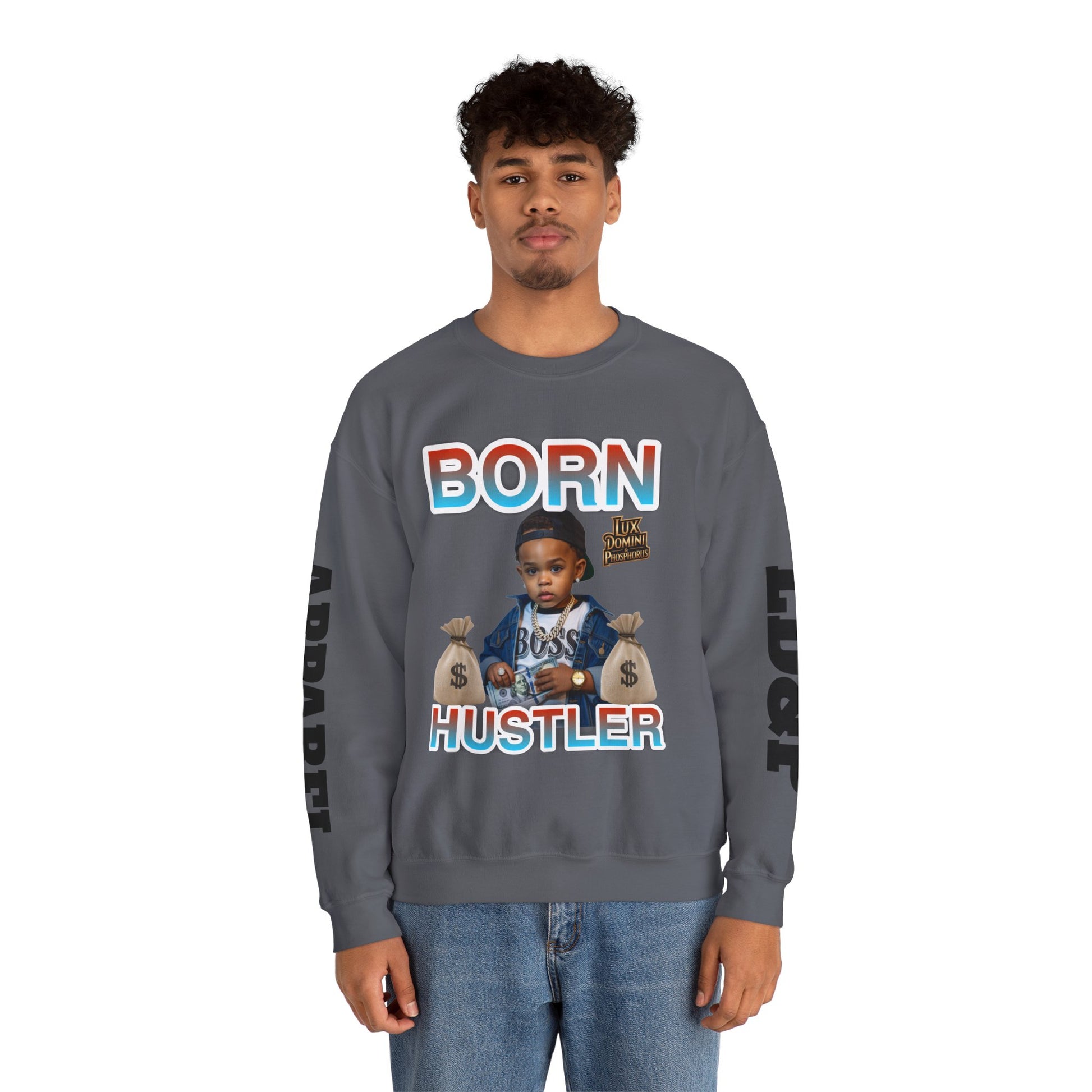 Crewneck Sweatshirt - Born Hustler LD&P Apparel