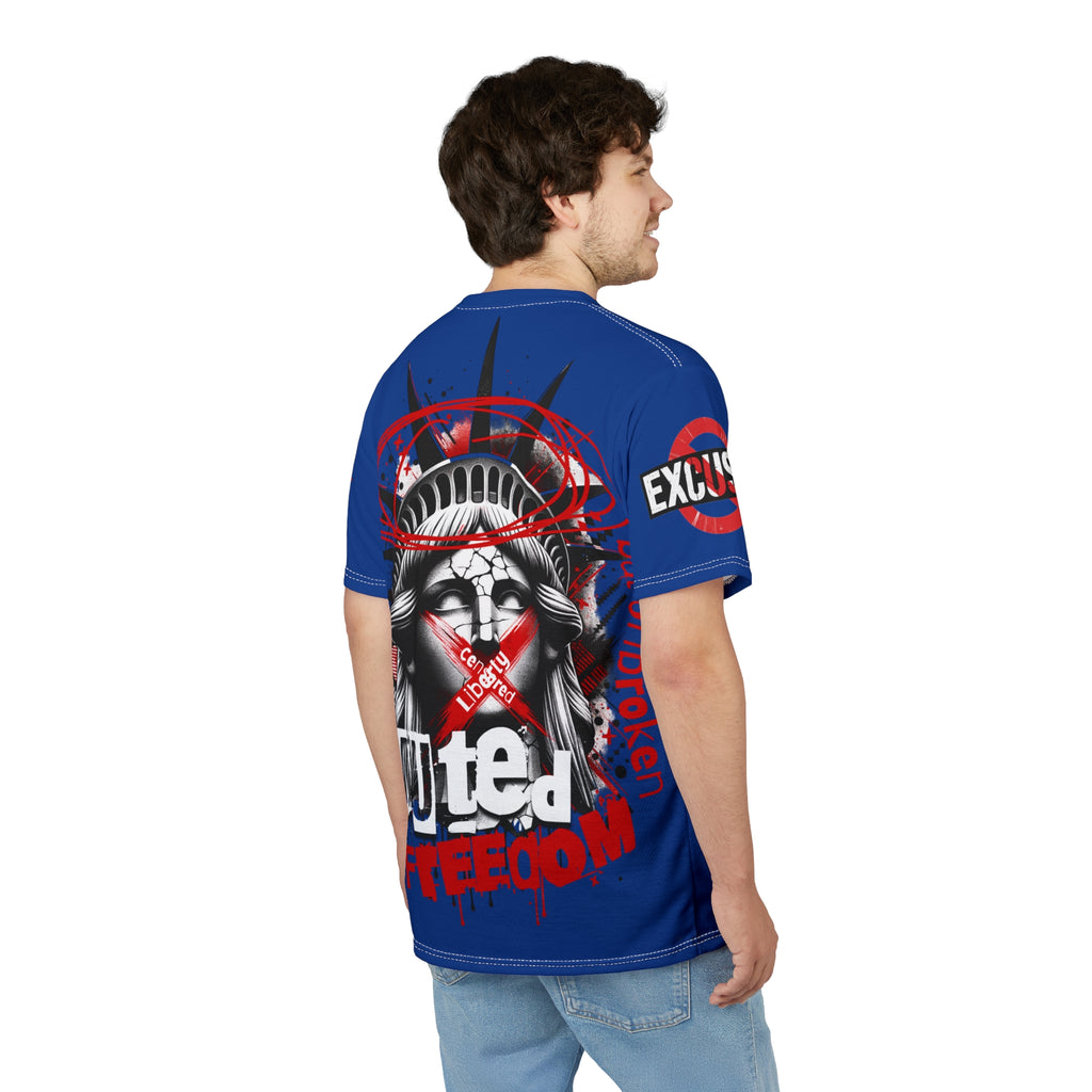 Muted Freedom LD&P APPAREL DESIGN Graphic Tee Shirt Blue