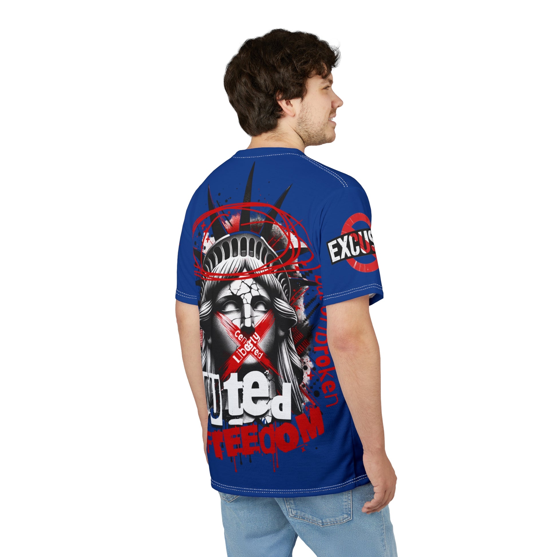 Muted Freedom LD&P APPAREL DESIGN Graphic Tee Shirt Blue