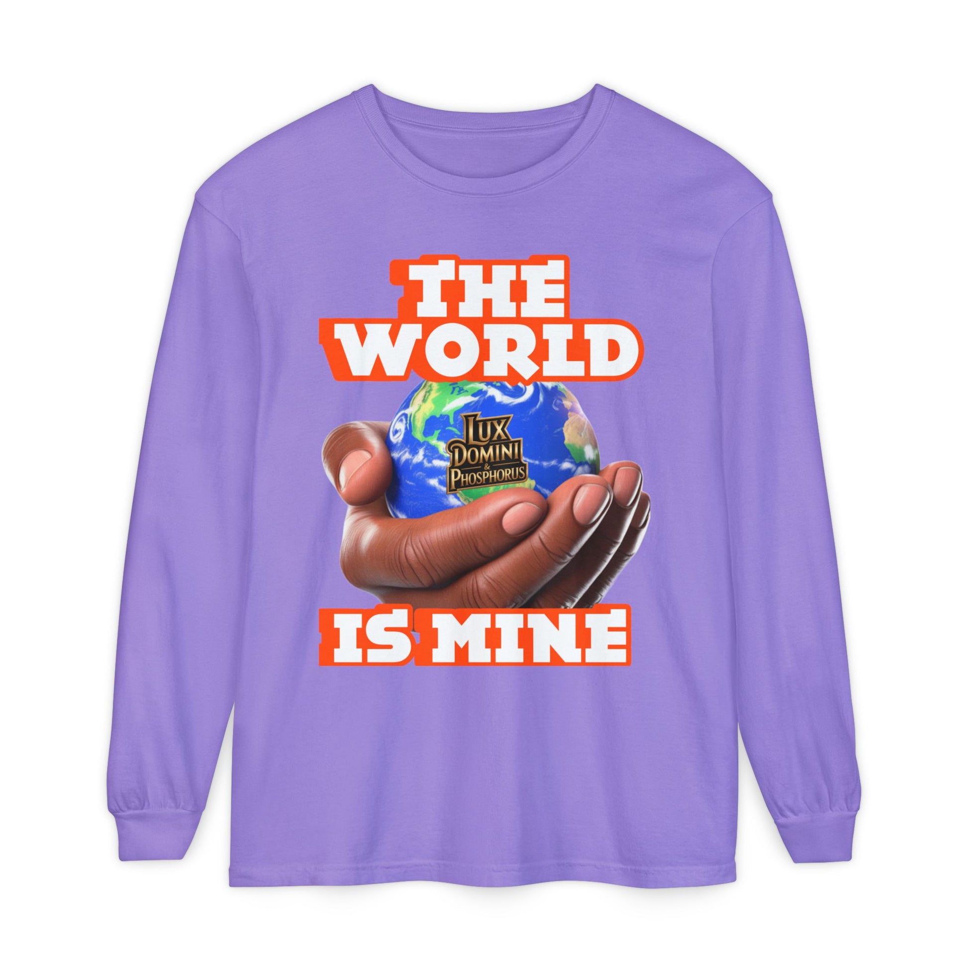 Garment-dyed Long Sleeve T-Shirt - The World Is Mine