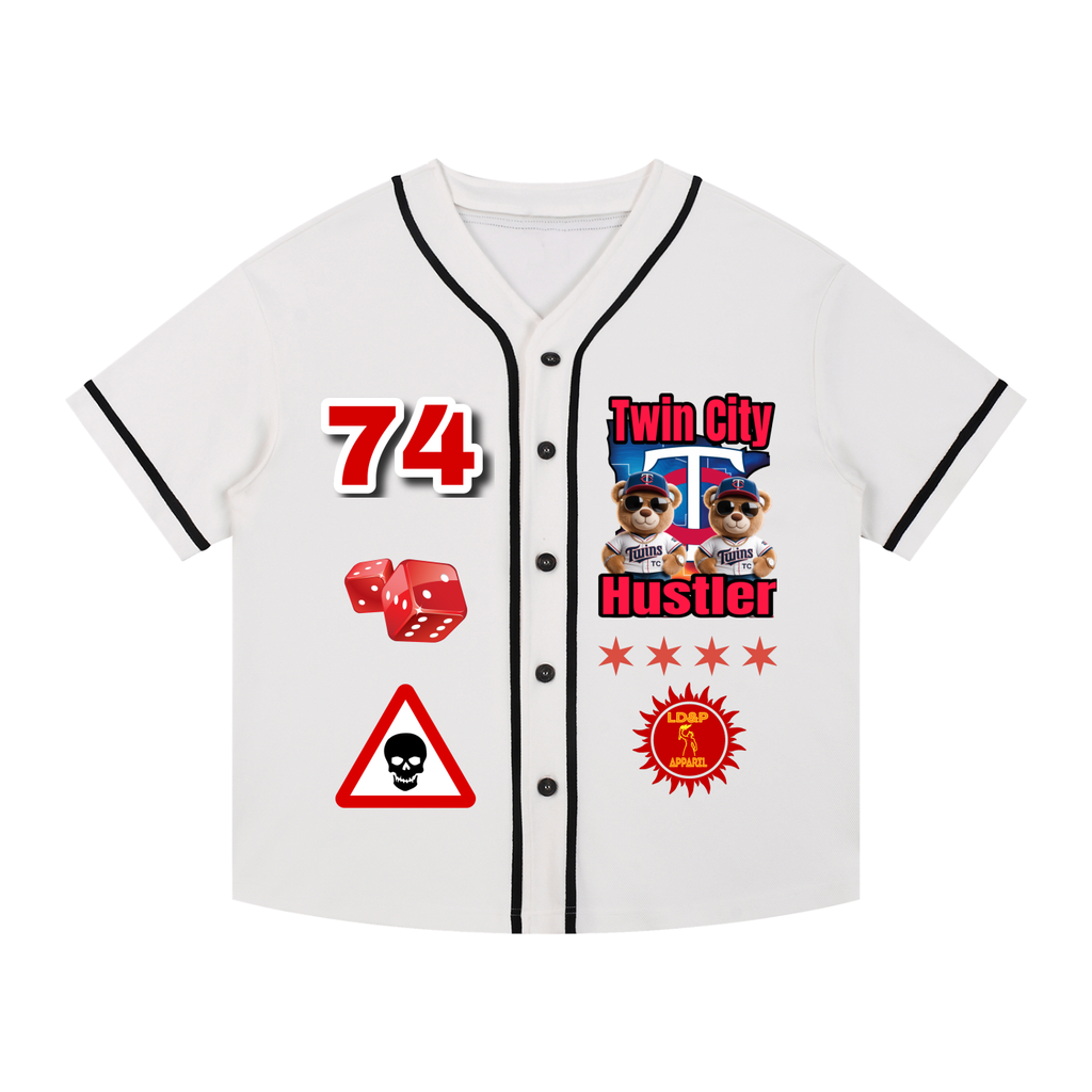 TWIN CITY HUSTLER Contrast Piped Button-Up Jersey
