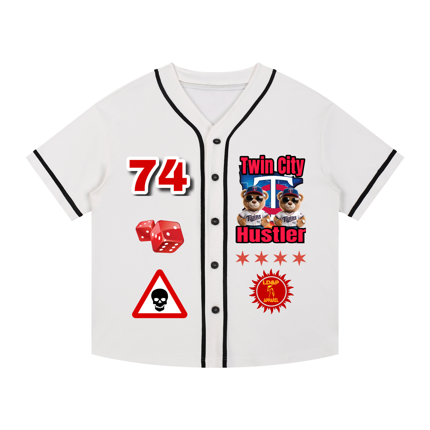 TWIN CITY HUSTLER Contrast Piped Button-Up Jersey