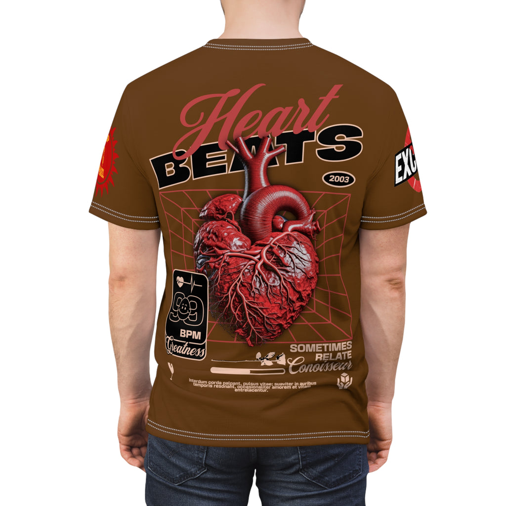 Heart Beats LD&P Apparel Design Graphic Tee Brown