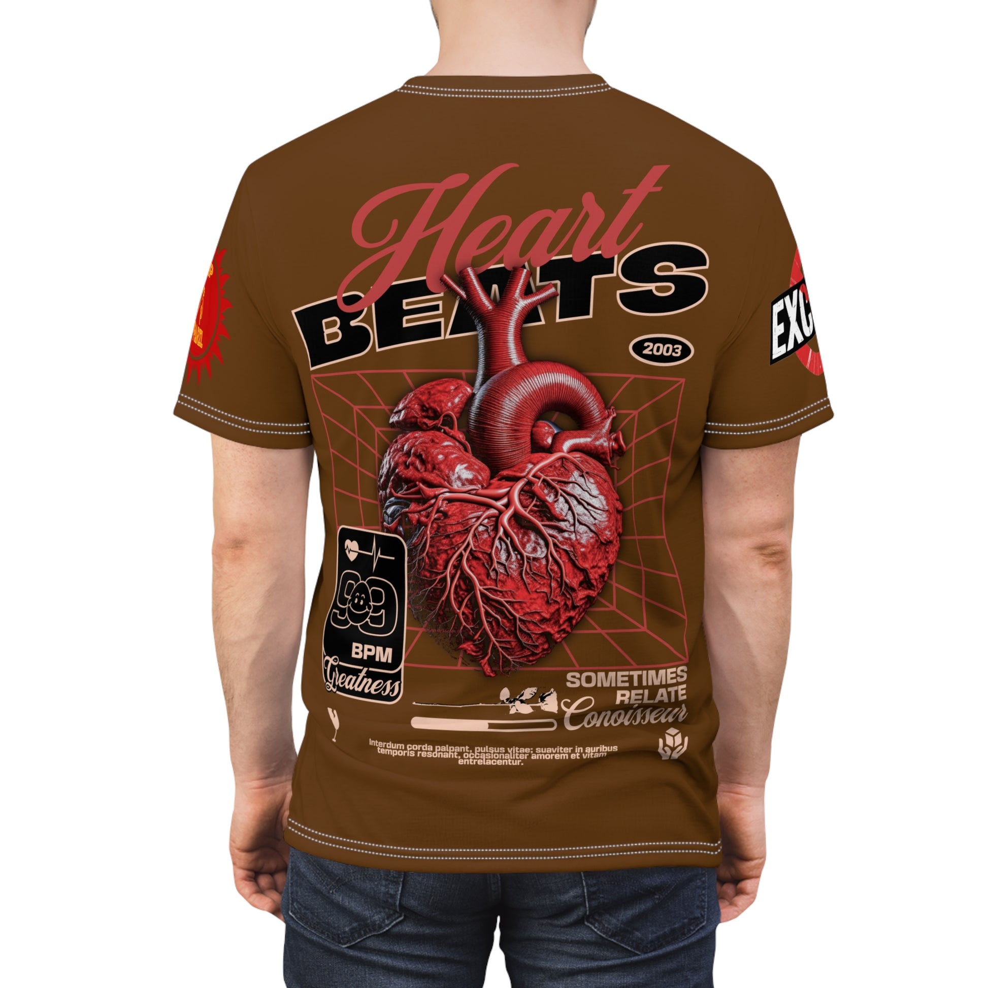 Heart Beats LD&P Apparel Design Graphic Tee Brown