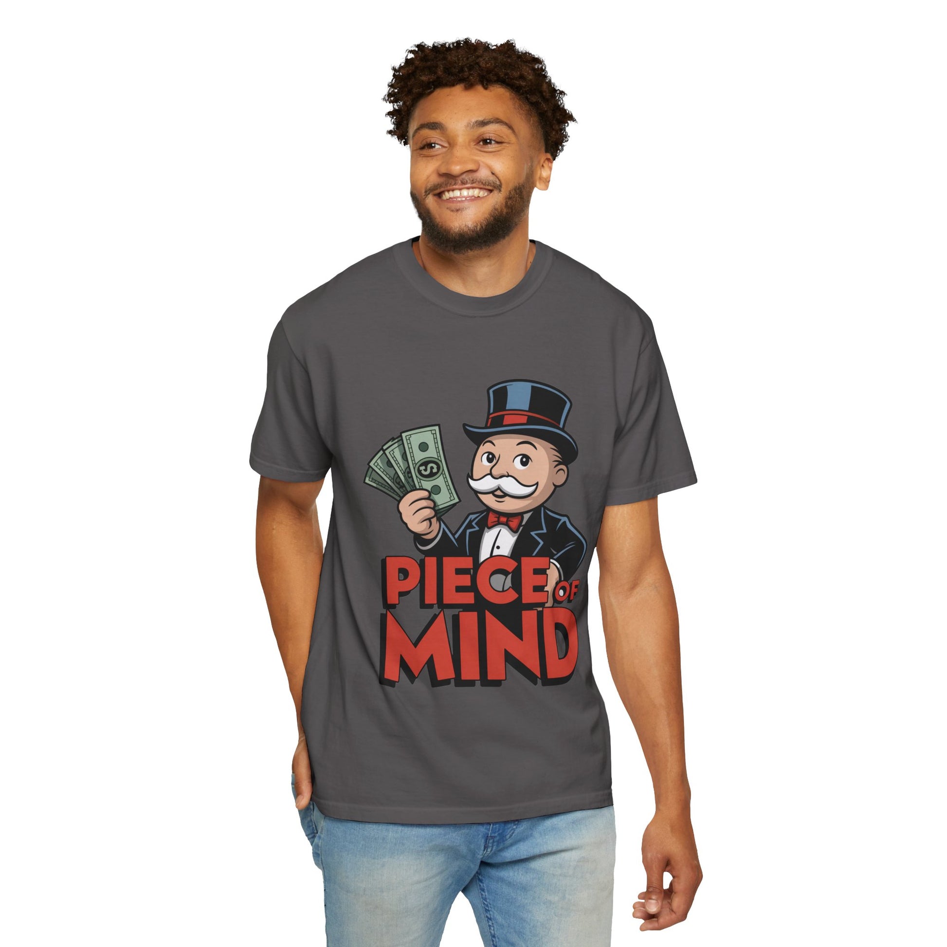 Garment-Dyed T-shirt Money Piece of Mind Design