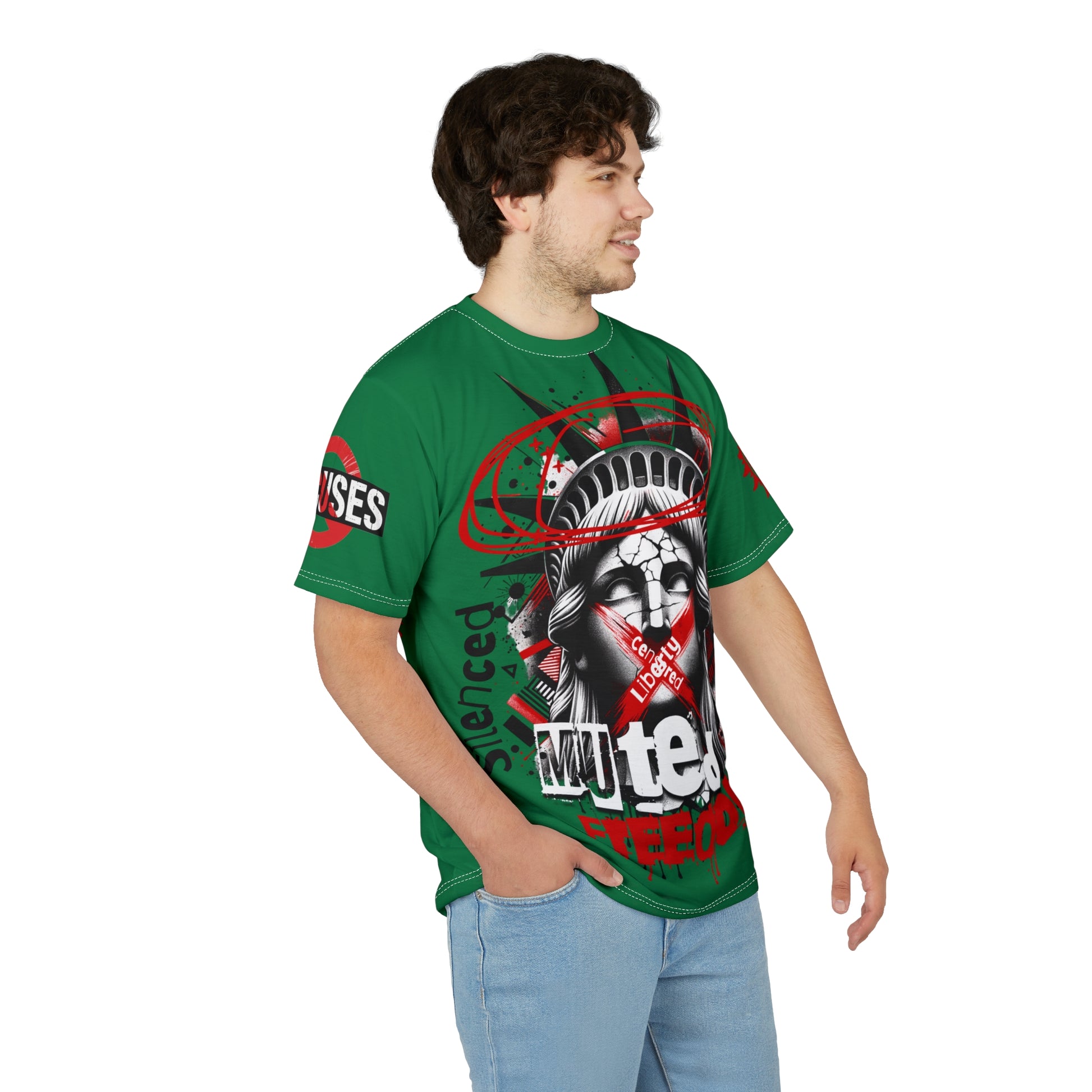 Muted Freedom LD&P APPAREL DESIGN Graphic Tee Shirt Green