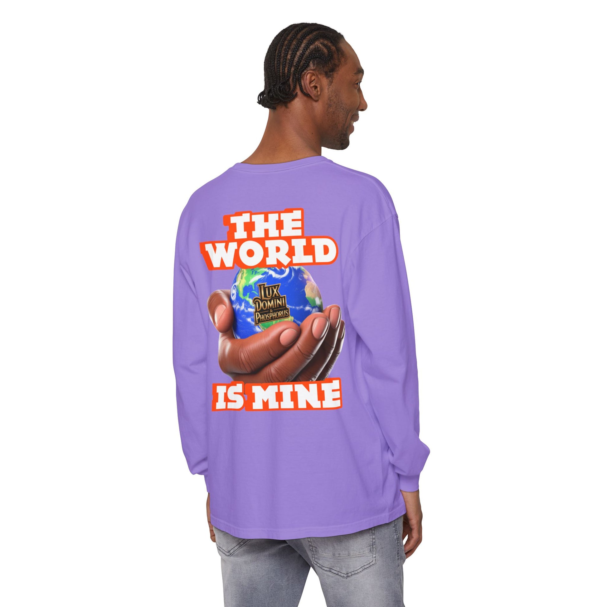 Garment-dyed Long Sleeve T-Shirt - The World Is Mine
