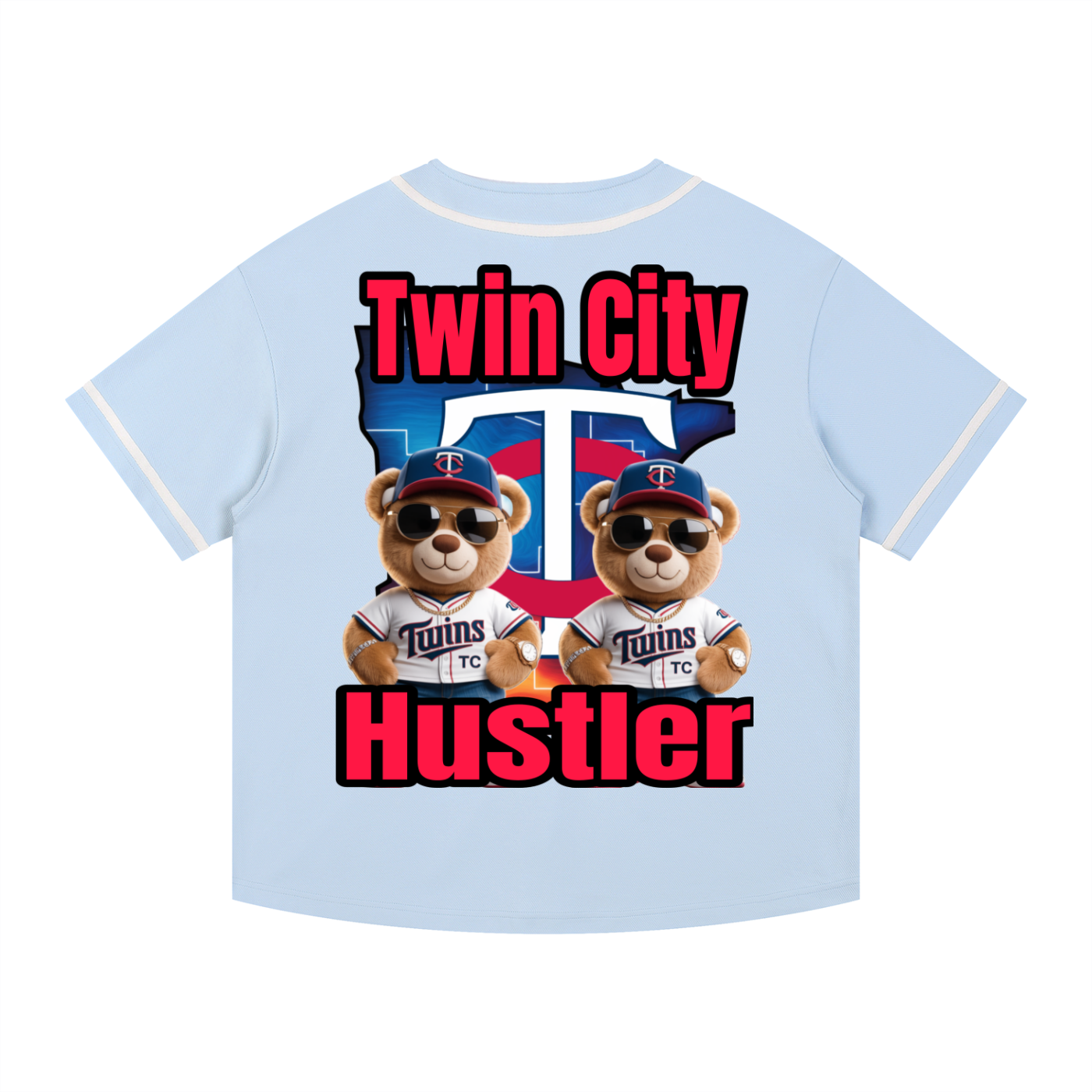 TWIN CITY HUSTLER Contrast Piped Button-Up Jersey