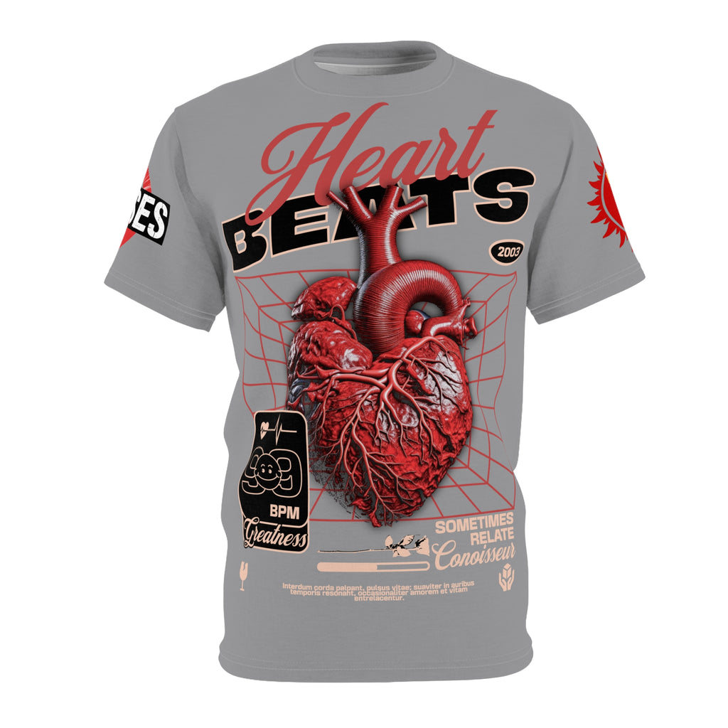 Heart Beats LD&P Apparel Design Graphic Tee Grey