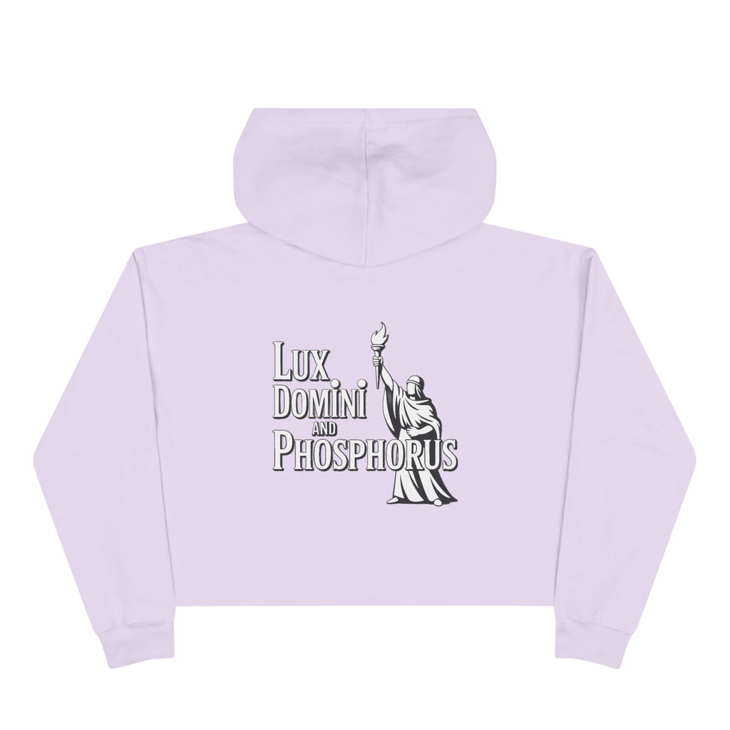 Lux Domini & Phosphorus Crop Hoodie — Gothic Latin Graphic