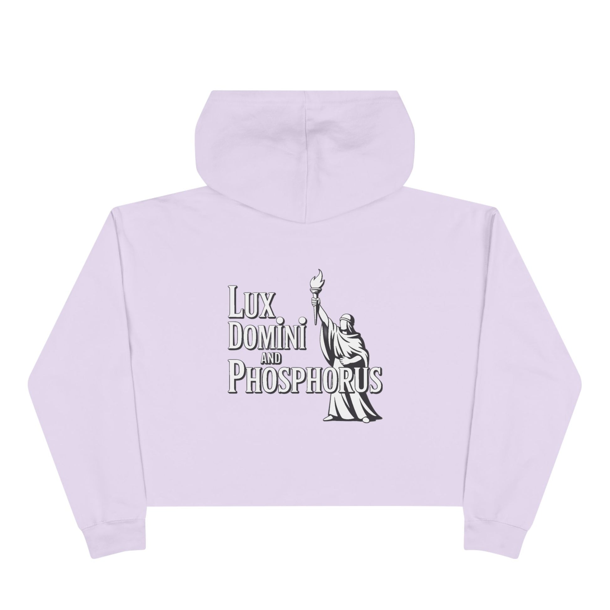 Lux Domini & Phosphorus Crop Hoodie — Gothic Latin Graphic