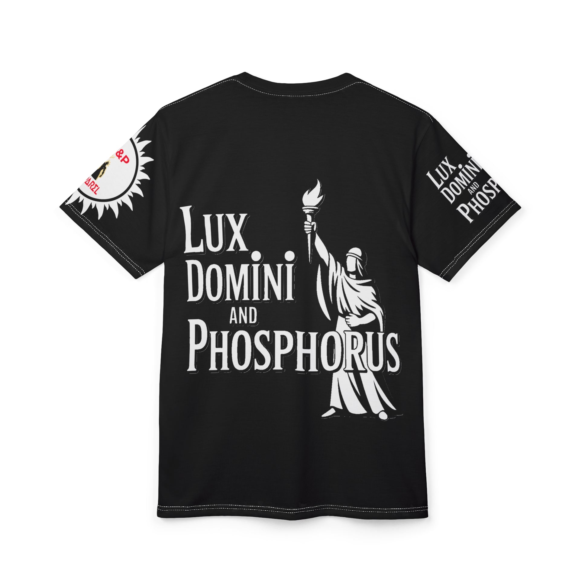Black and white  of Unisex Tee - Lux Domini and Phosphorus LD&P Apparel Design
