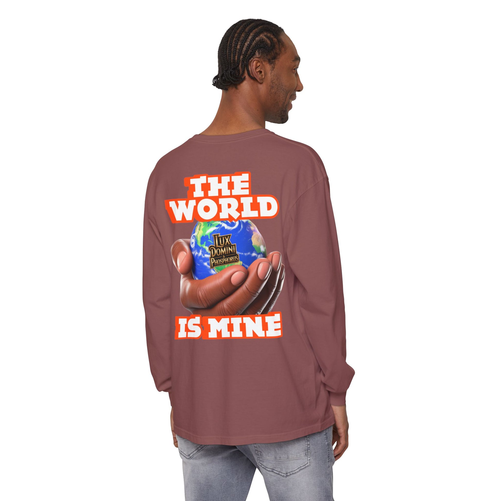 Garment-dyed Long Sleeve T-Shirt - The World Is Mine