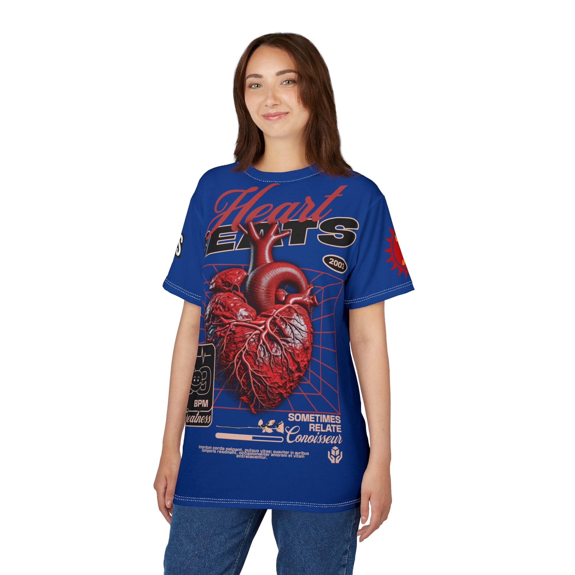Heart Beats LD&P Apparel Design Graphic Tee Blue