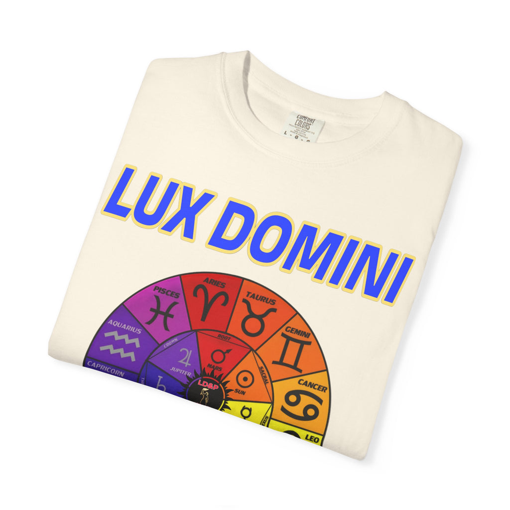 Unisex T-shirt Lux Domini and Phosphorus Zodiac Wheel Design
