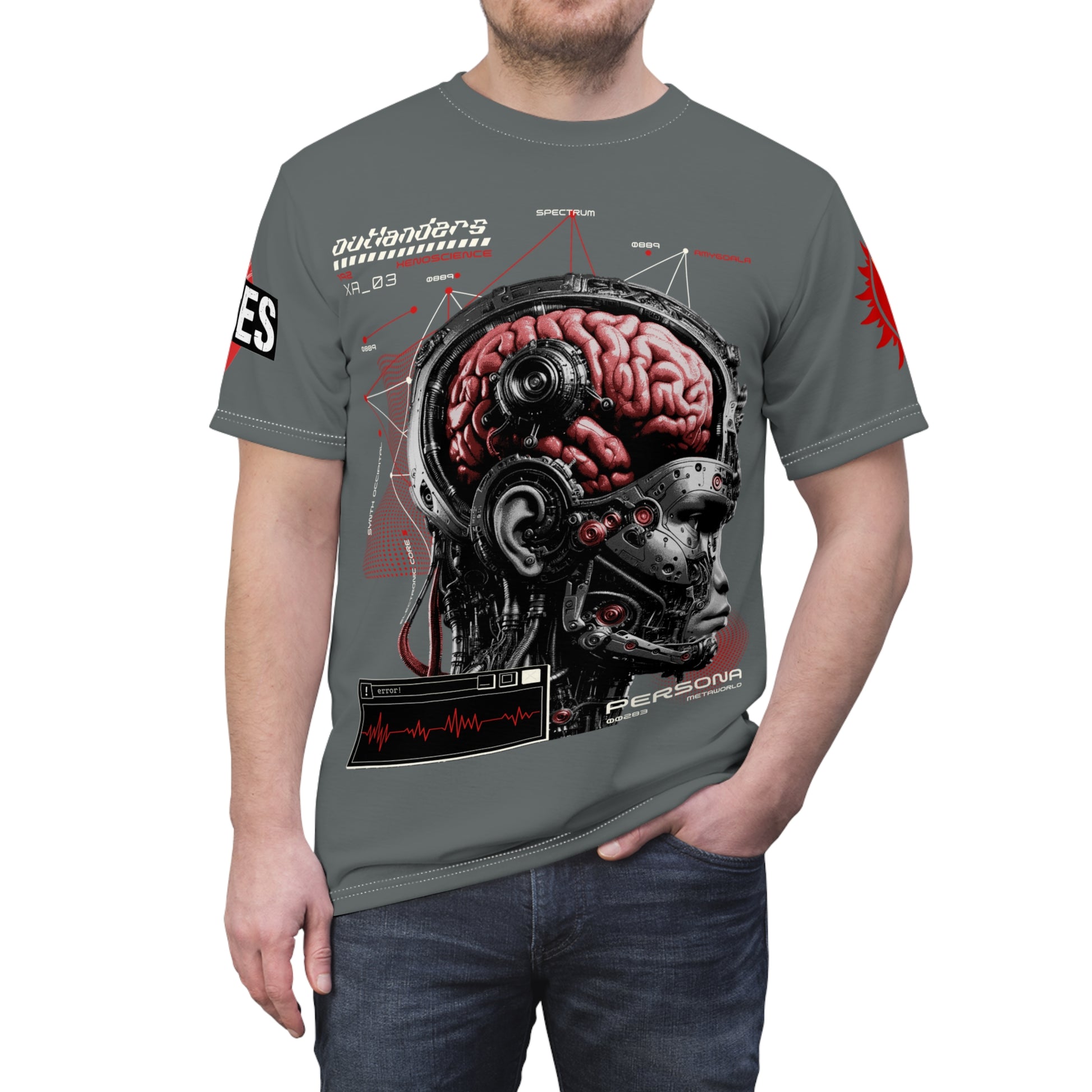 Persona Sci‑Fi Graphic Tee Shirt LD&P APPAREL Grey