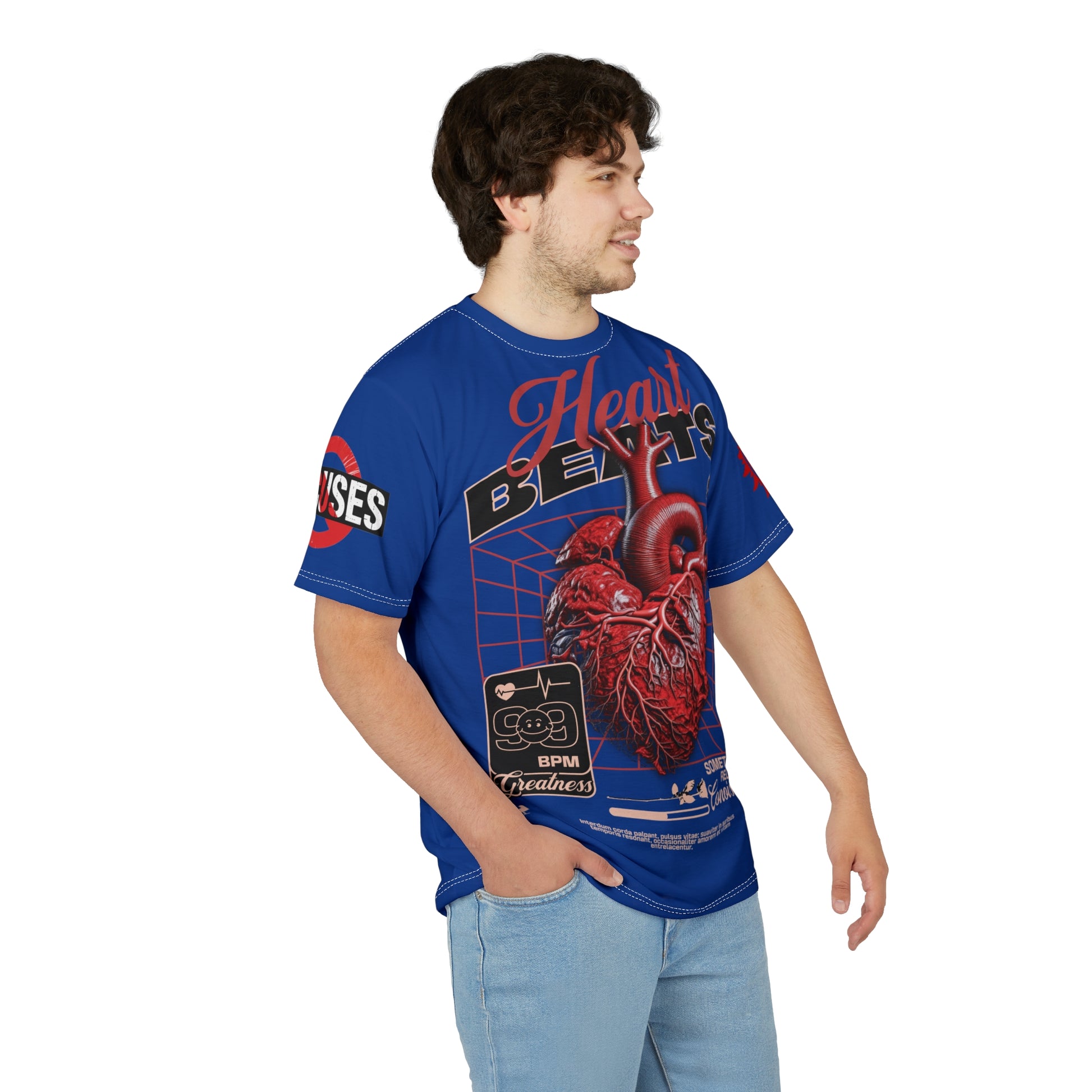 Heart Beats LD&P Apparel Design Graphic Tee Blue