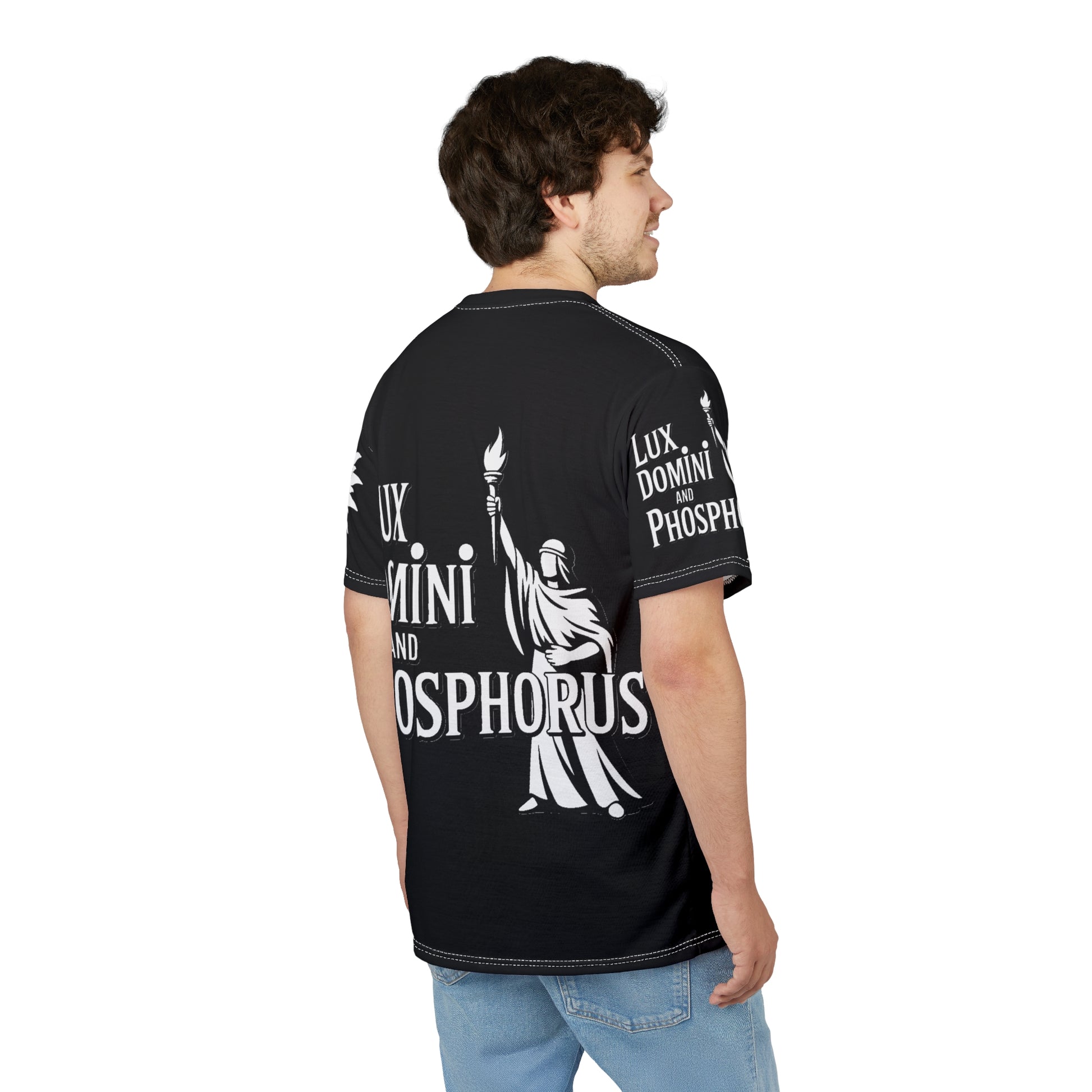 Black and white  of Unisex Tee - Lux Domini and Phosphorus LD&P Apparel Design
