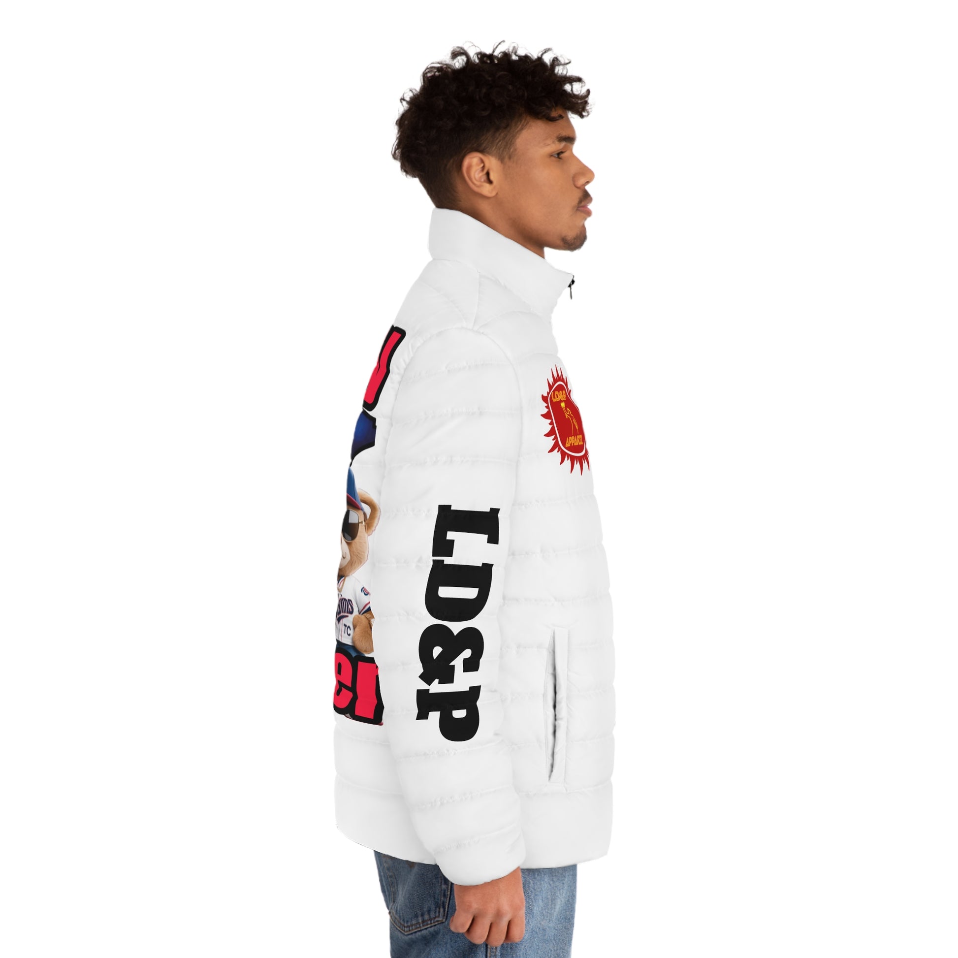 White Puffer Jacket Hoodie - Twin City HUSTLER LD&P APPAREL DESIGN