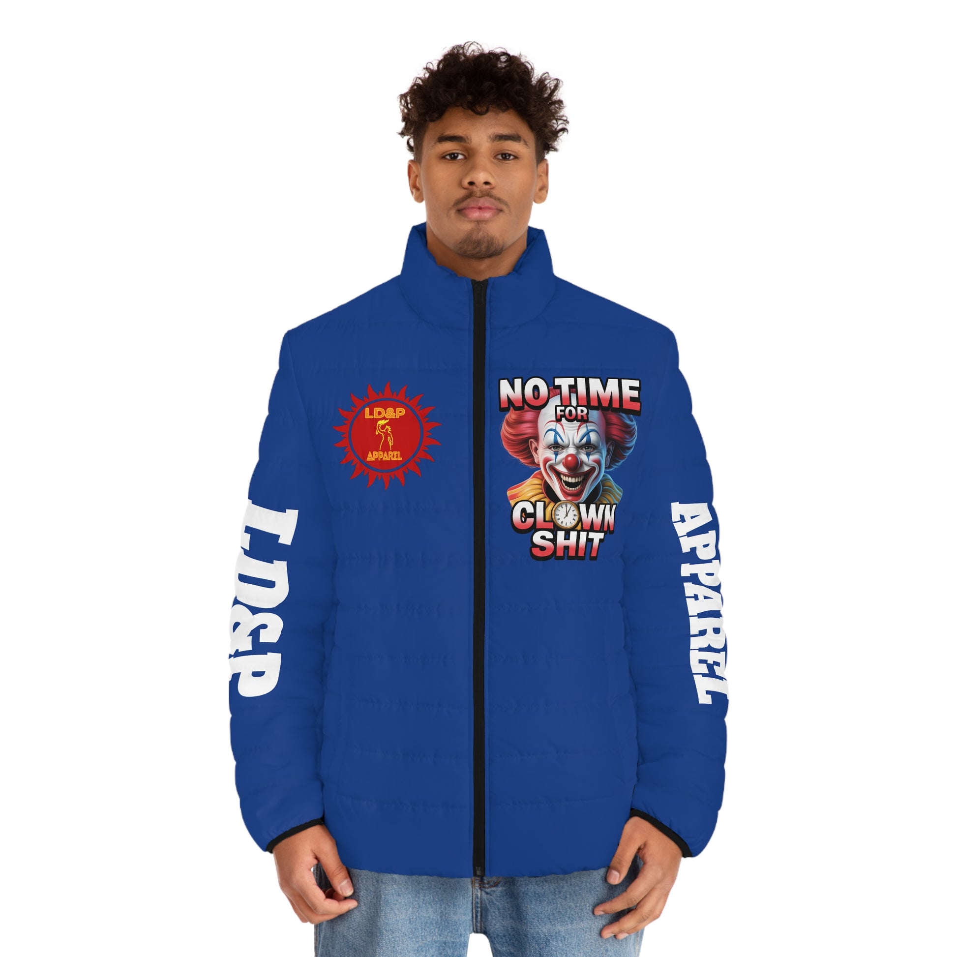 Puffer Jacket - No Time For Clown Shit LD&P Apparel Design Blue
