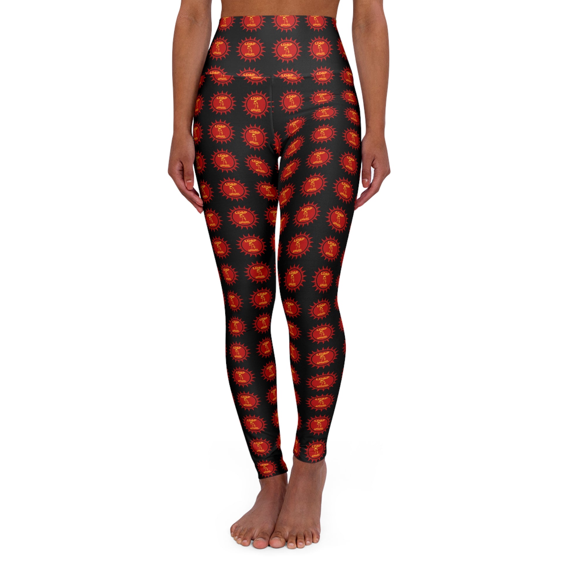 High Waisted Yoga Leggings with Bold LD&P APPAREL Print, Perfect for Fitness, Athleisure, Gym Wear, Gift for Yogis, Workout Apparel