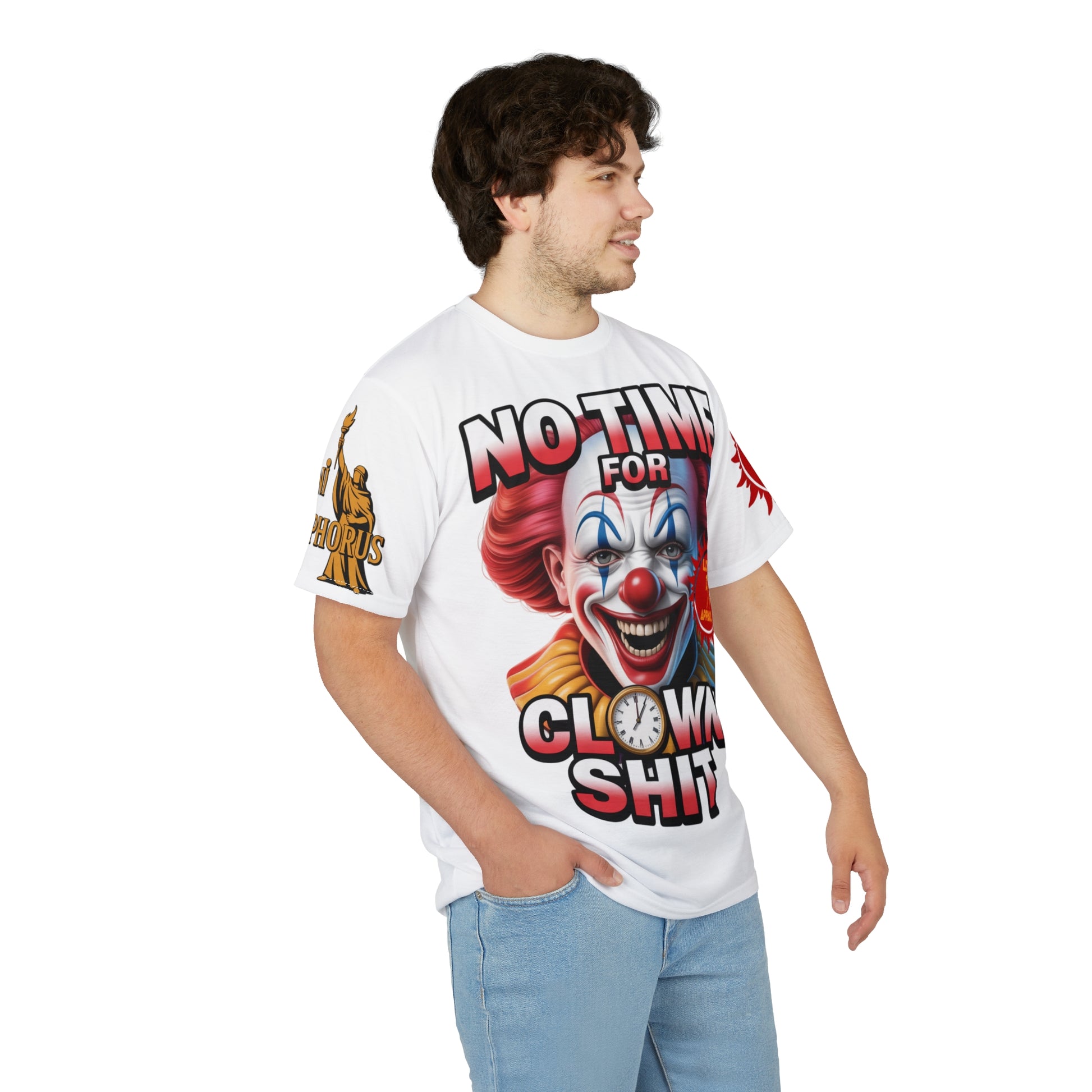 No Time For Clown Unisex Tee - white