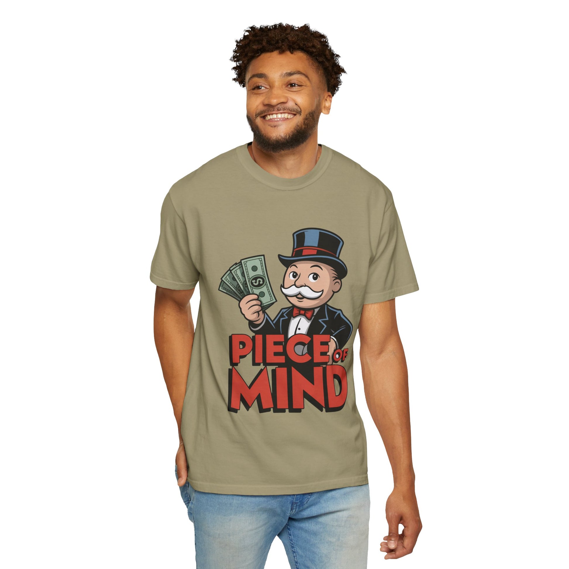 Garment-Dyed T-shirt Money Piece of Mind Design