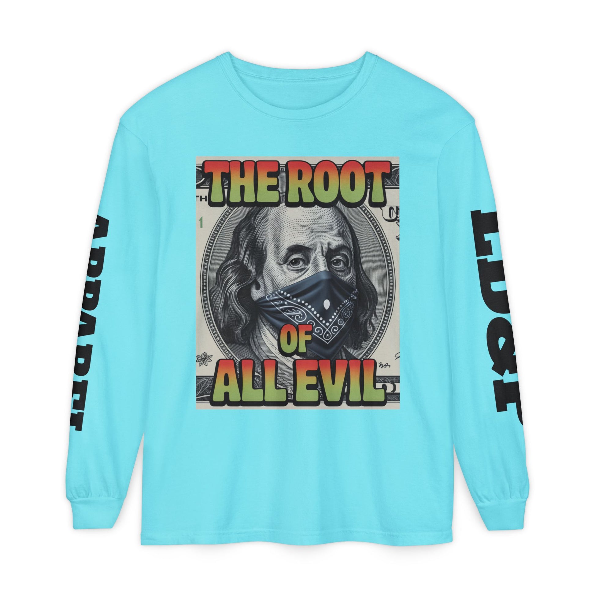 Garment-Dyed Long Sleeve T-Shirt The Root of Evil