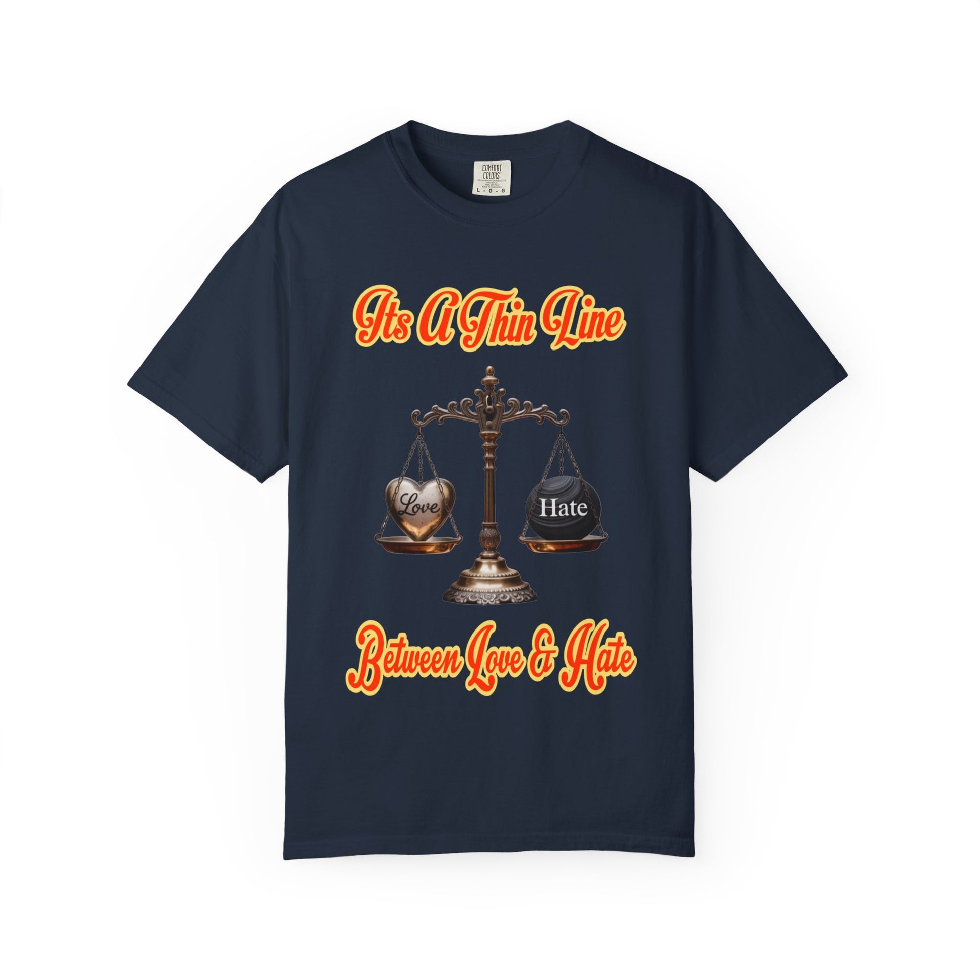 Garment-Dyed T-shirt Thin Line Love Hate LD&amp;P APPAREL Design