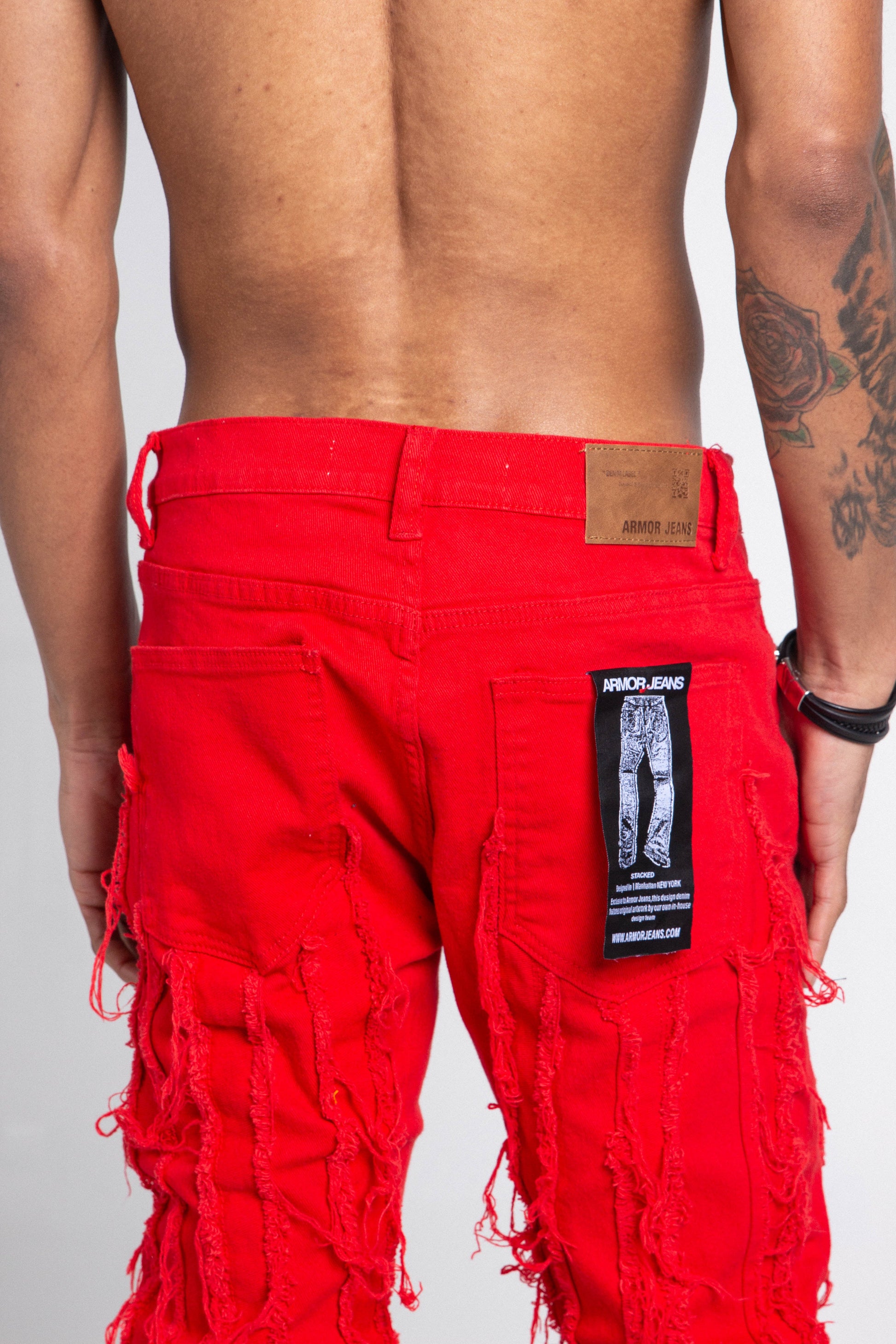 AJ672SK VERTICAL FRAYED STACKED JEANS