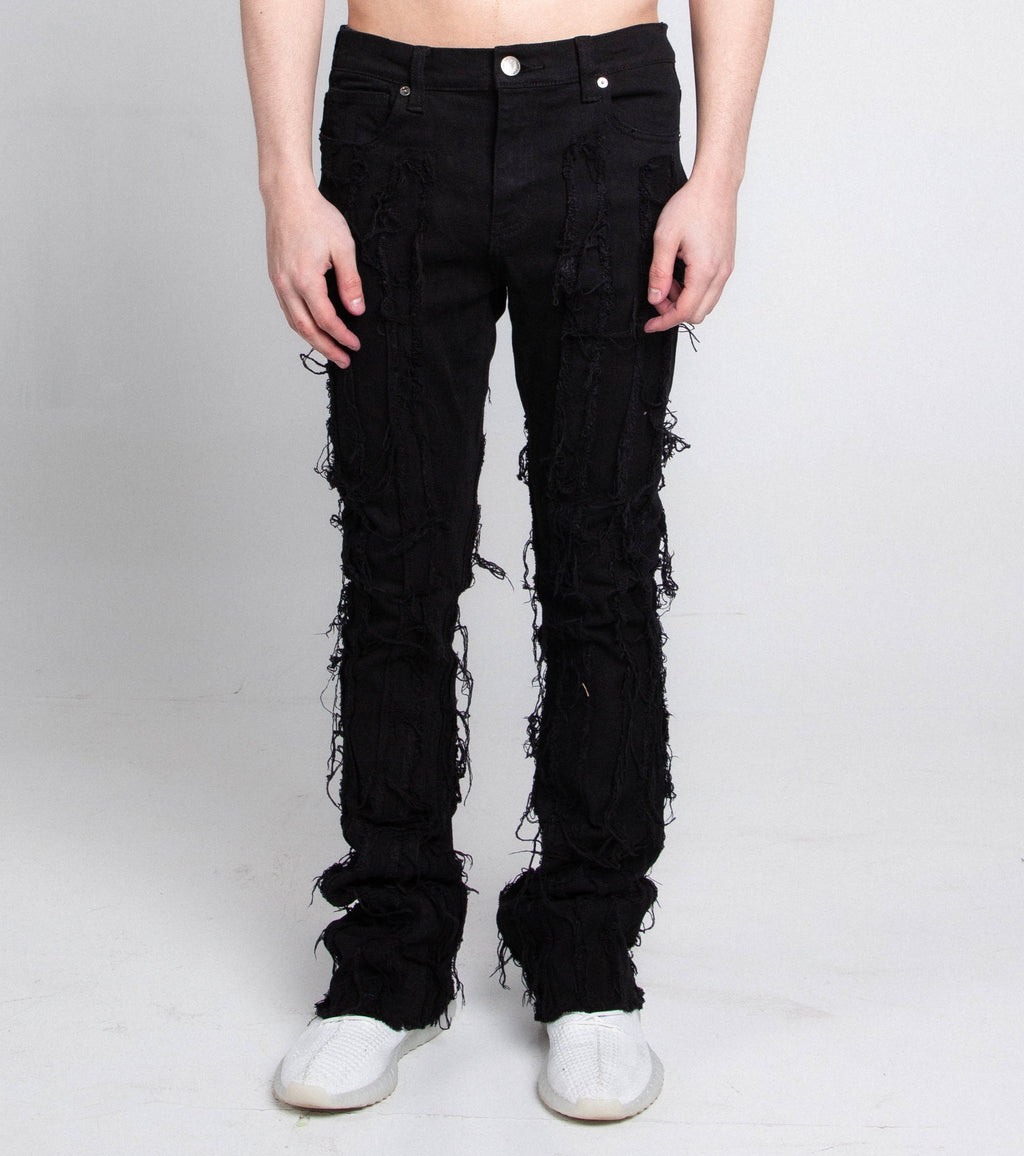 AJ672SK VERTICAL FRAYED STACKED JEANS