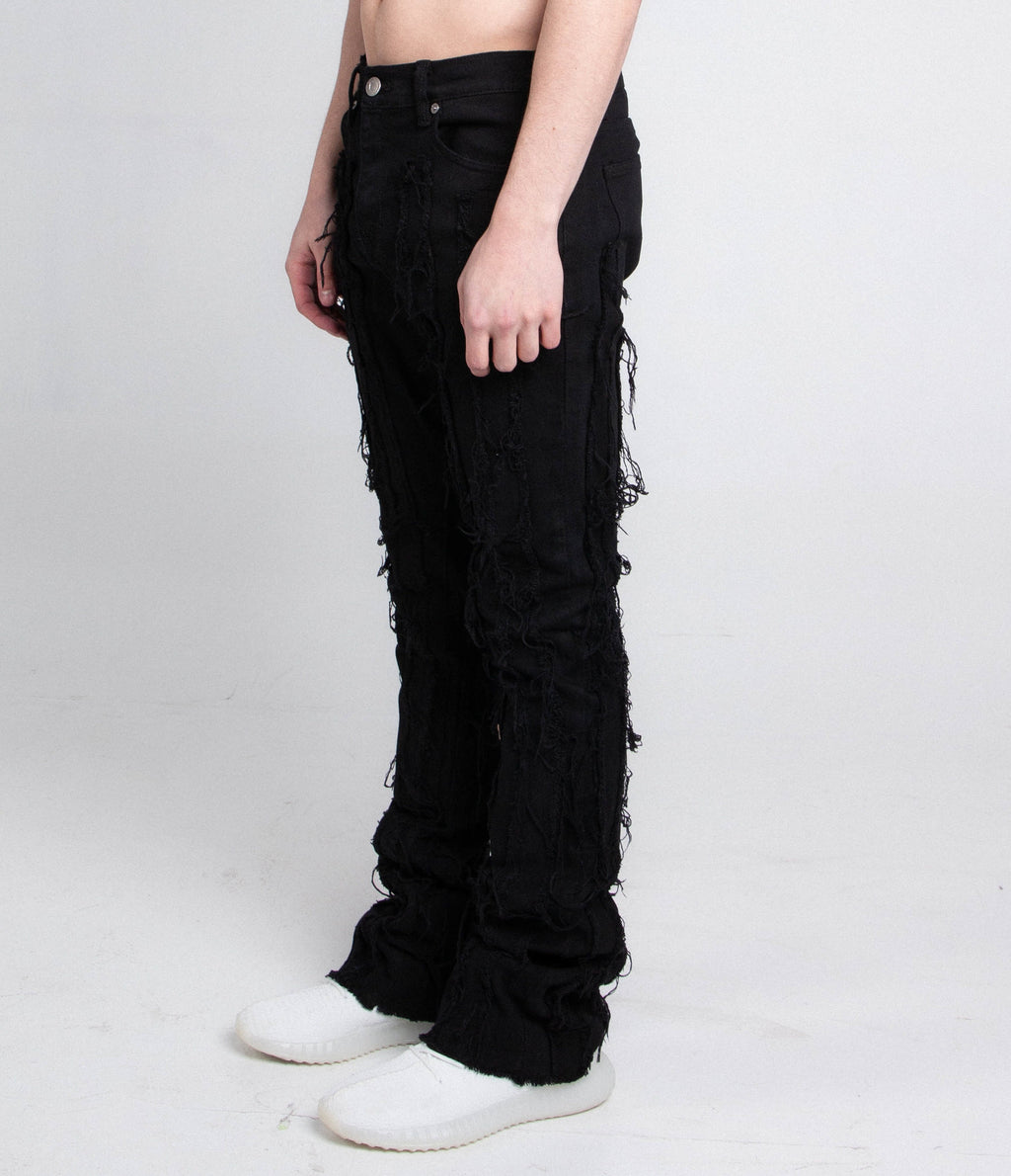 AJ672SK VERTICAL FRAYED STACKED JEANS