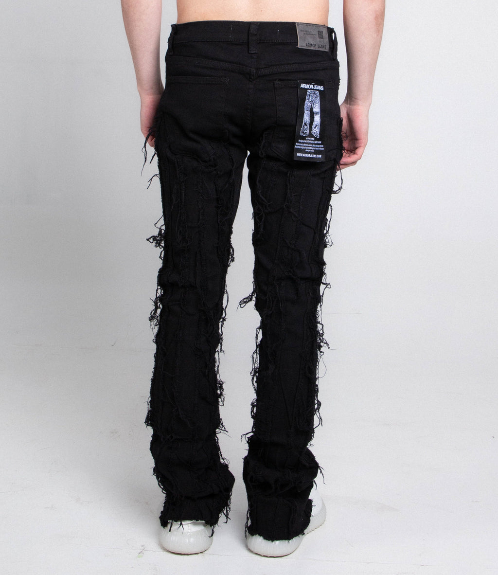 AJ672SK VERTICAL FRAYED STACKED JEANS