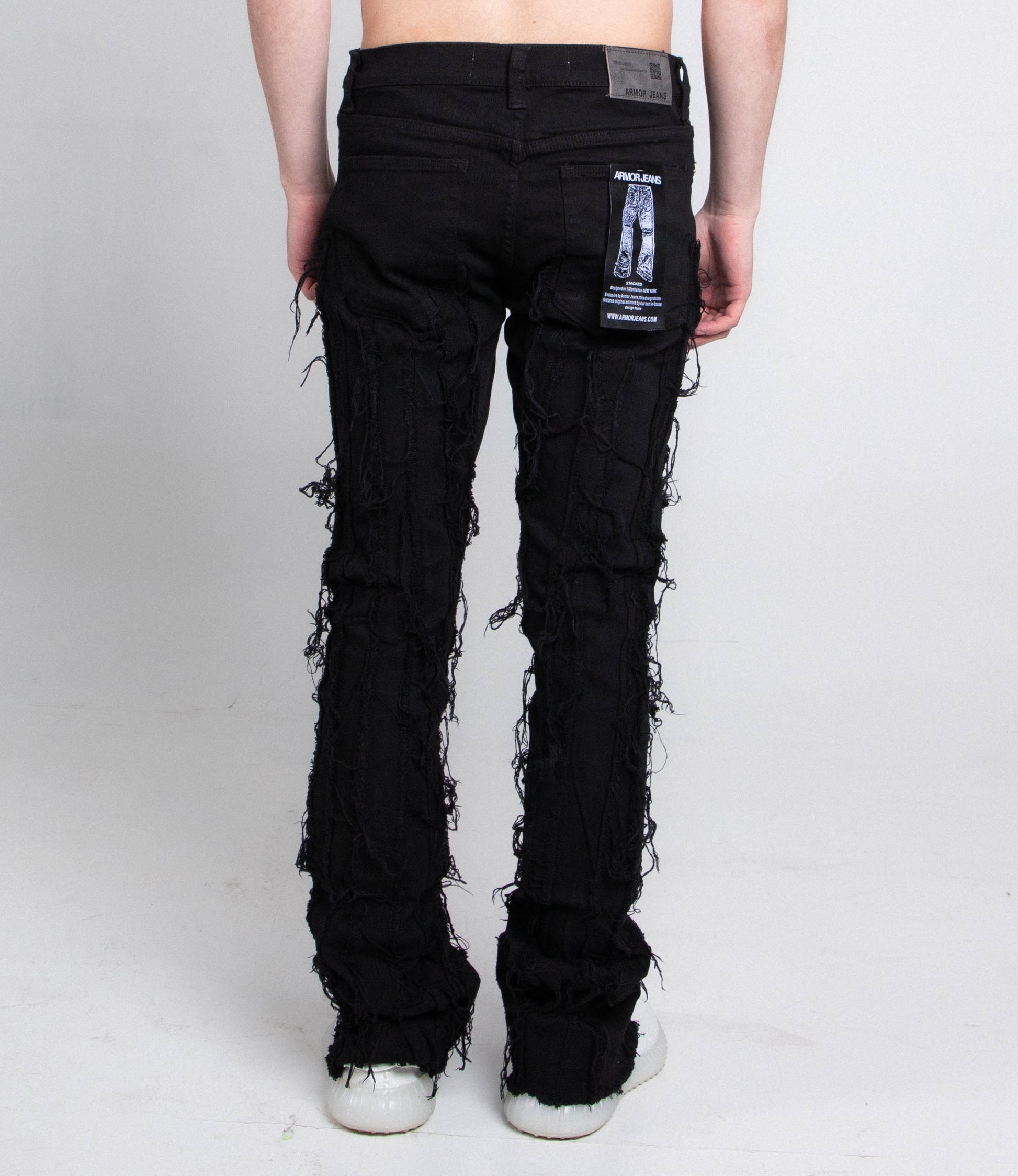 AJ672SK VERTICAL FRAYED STACKED JEANS