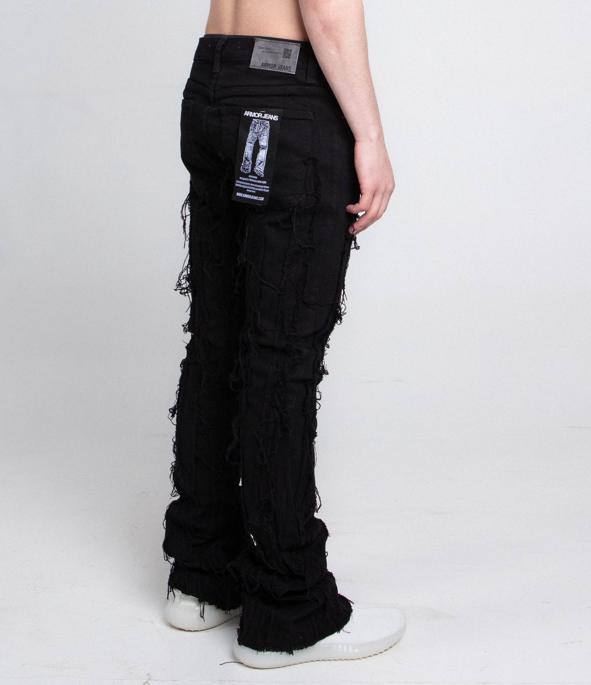 AJ672SK VERTICAL FRAYED STACKED JEANS