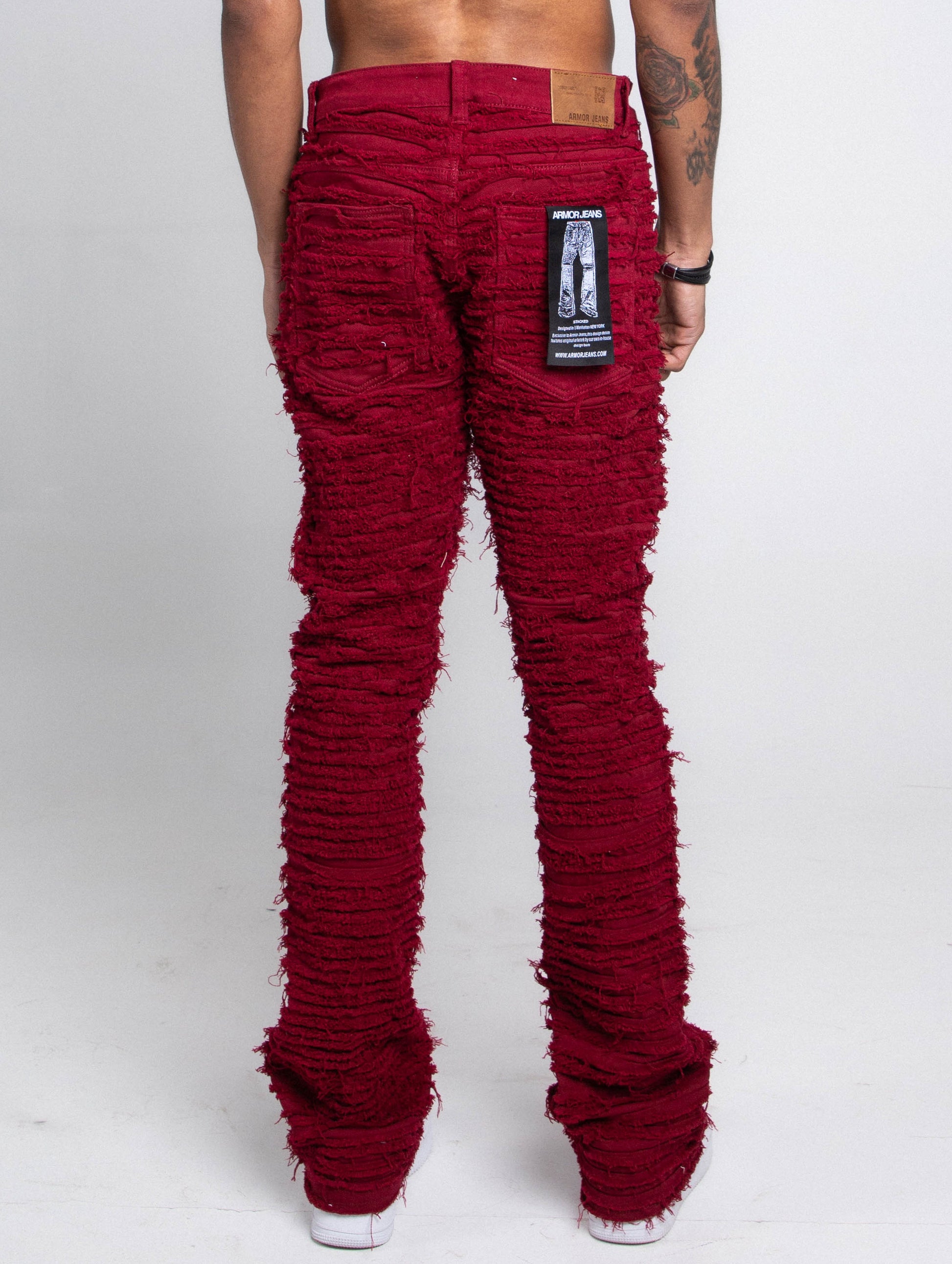 AJS693 EXTREME FRAYED STACKED JEANS