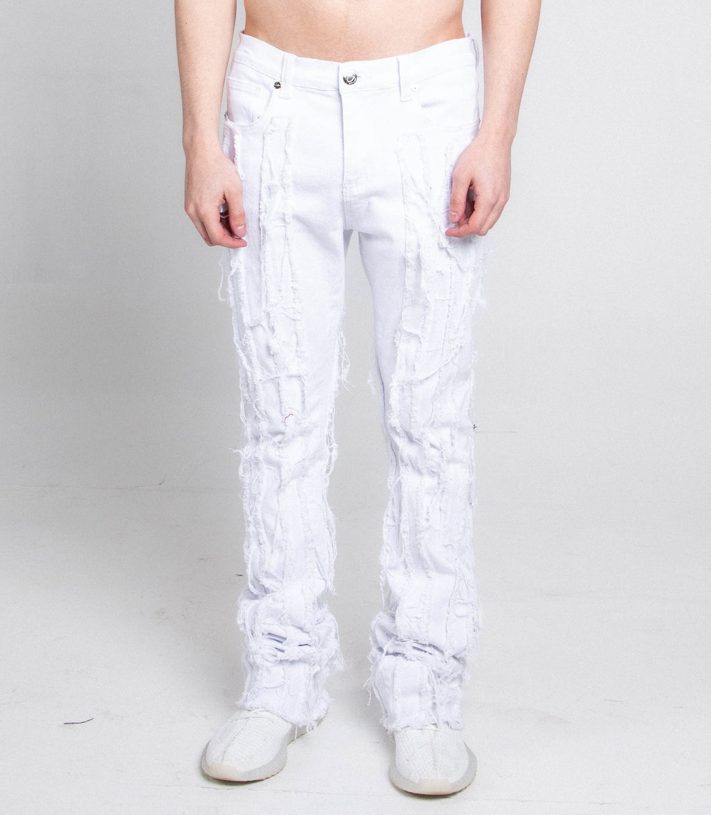 AJ672SK VERTICAL FRAYED STACKED JEANS