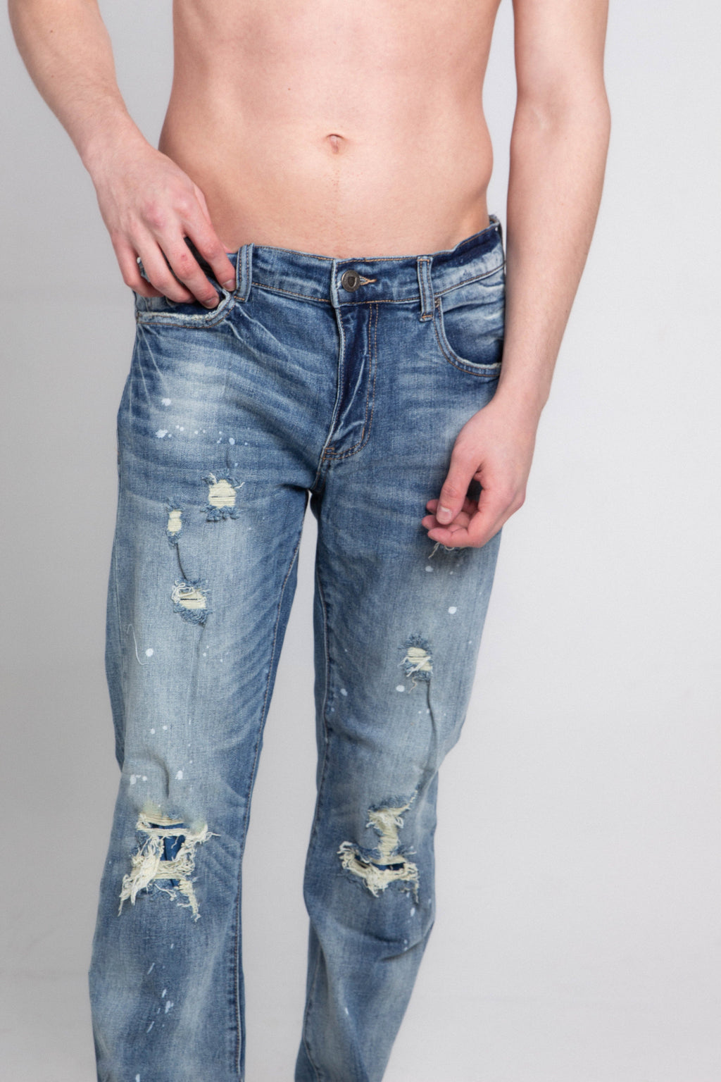 AJ05C CASUAL SKINNY DISTRESSED JEANS