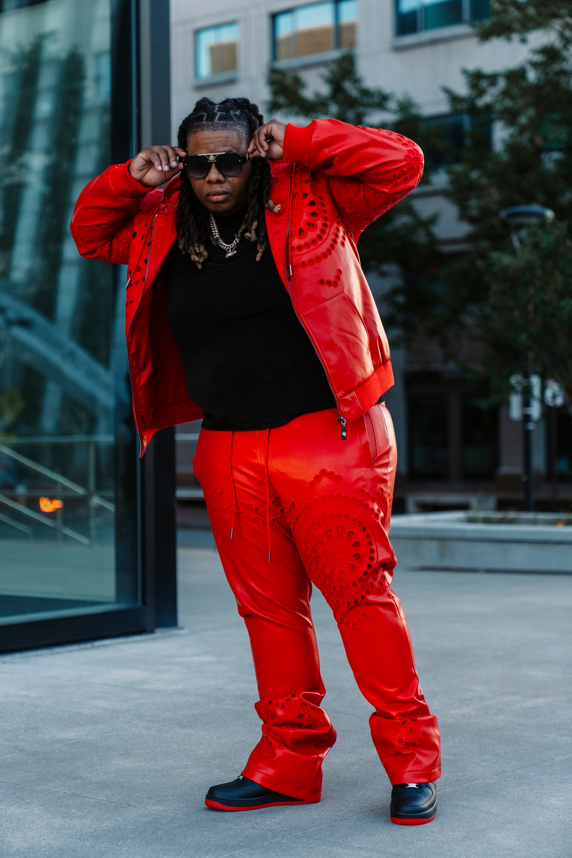 F5760 Cashay Vegan Leather Vegan Set - Red