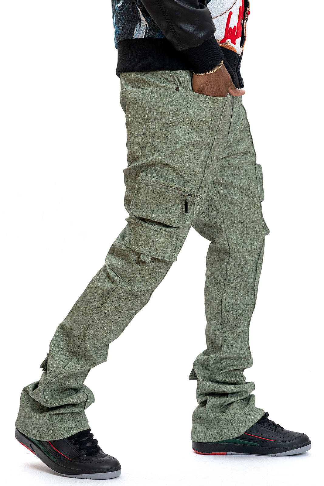 F2789 CASA DE Vegan Leather Pants - Green