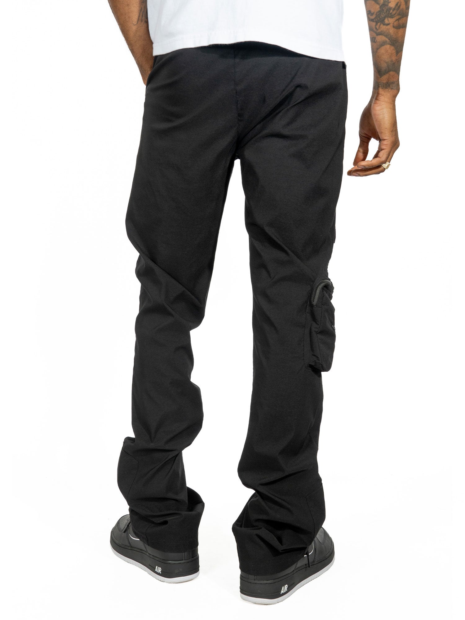 M1625 Sartoni Nylon Stacked Pants - Black