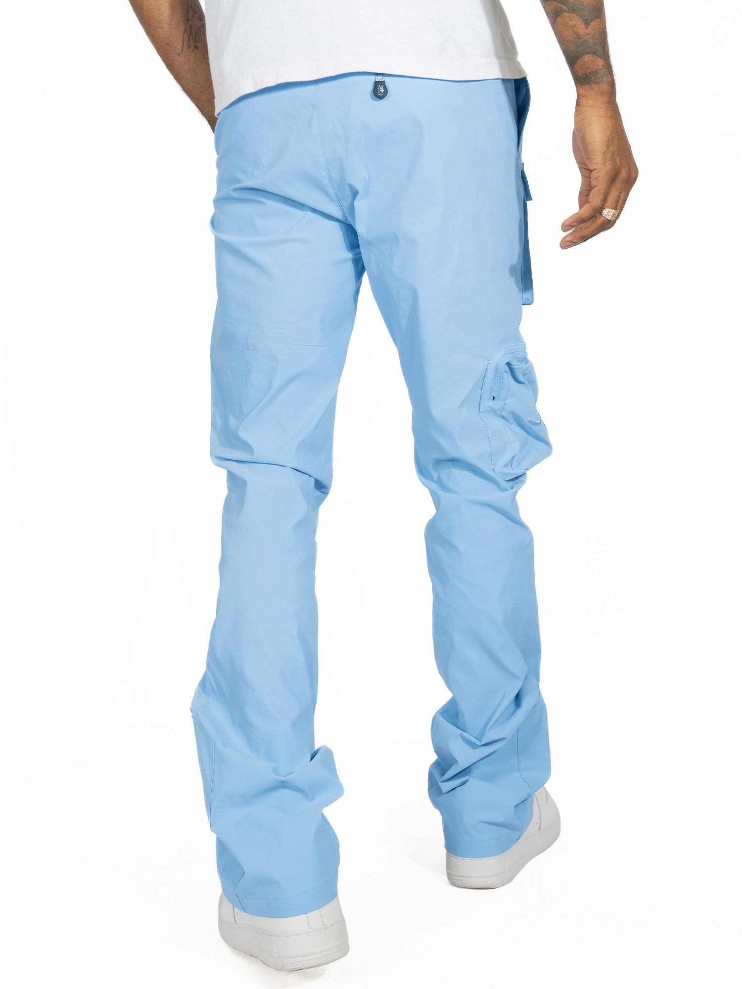 M1625 Sartoni Nylon Stacked Pants - Blue