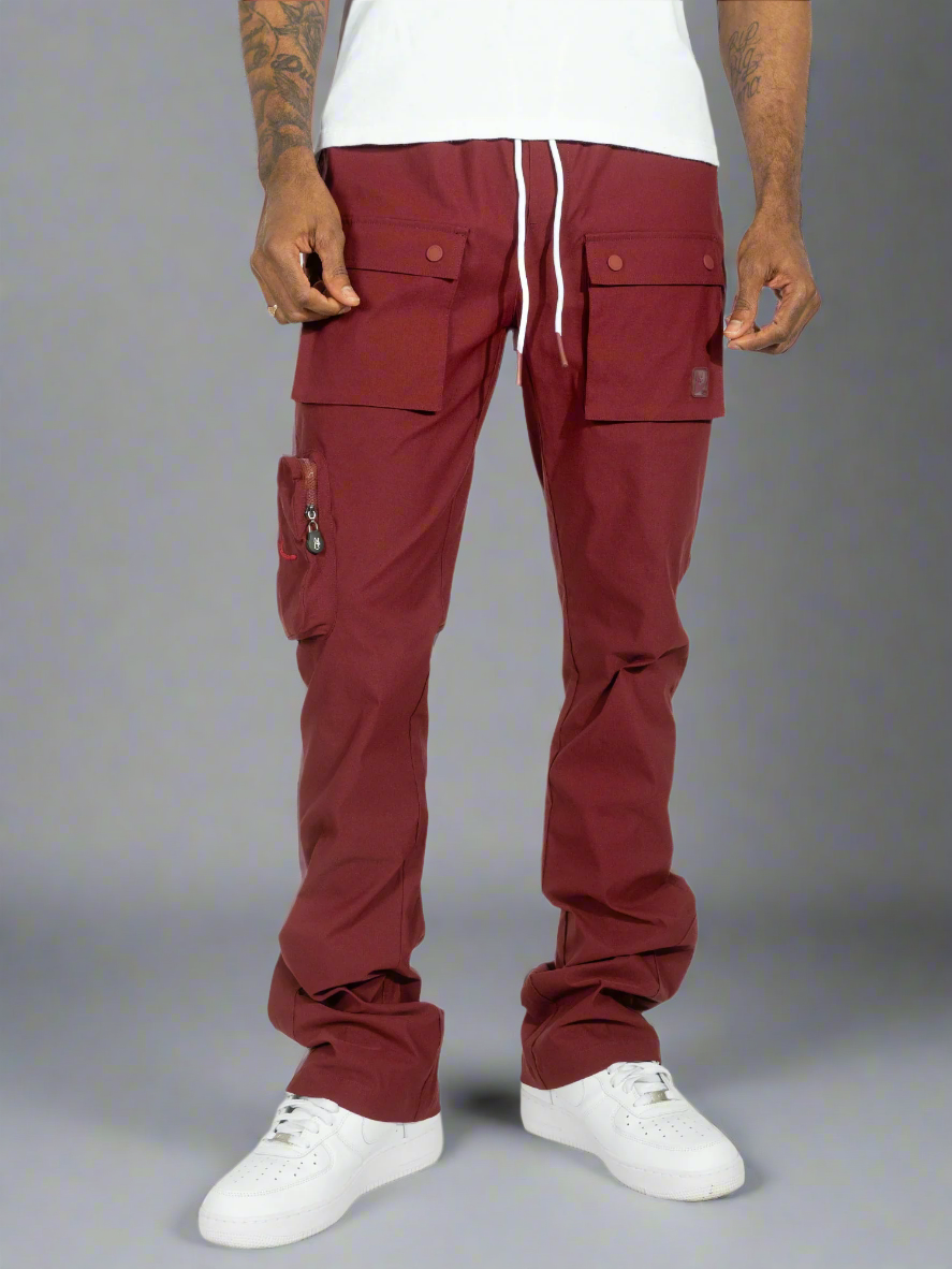 M1625 Sartoni Nylon Stacked Pants - Burgundy