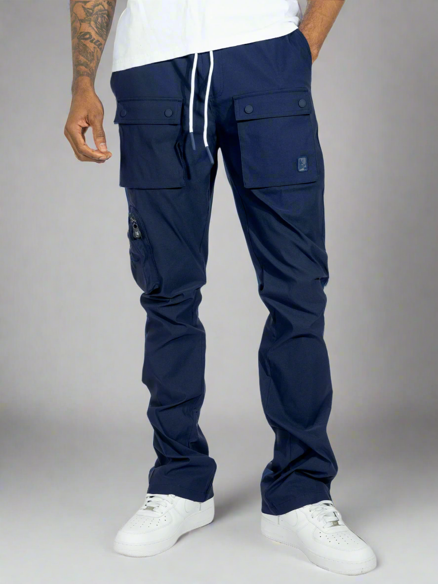 M1625 Sartoni Nylon Stacked Pants - Navy