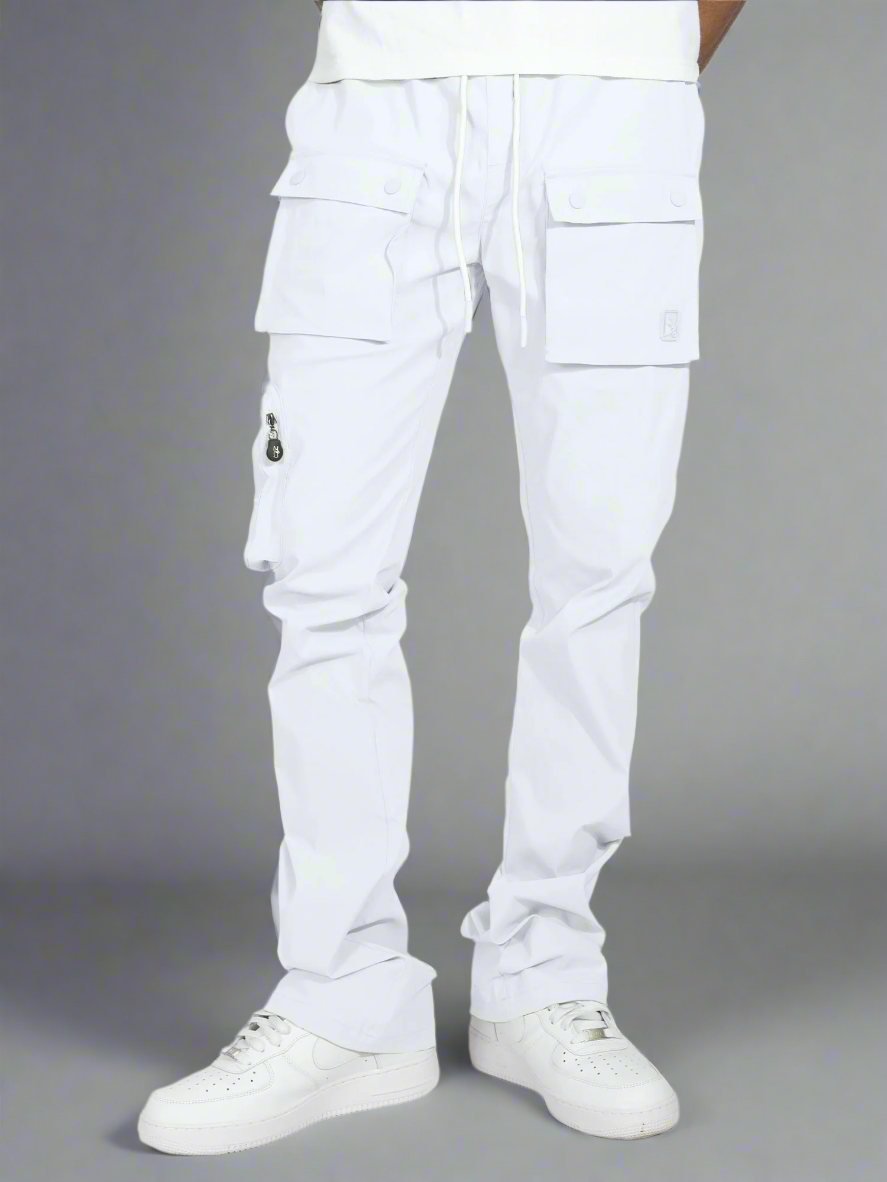 M1625 Sartoni Nylon Stacked Pants - White