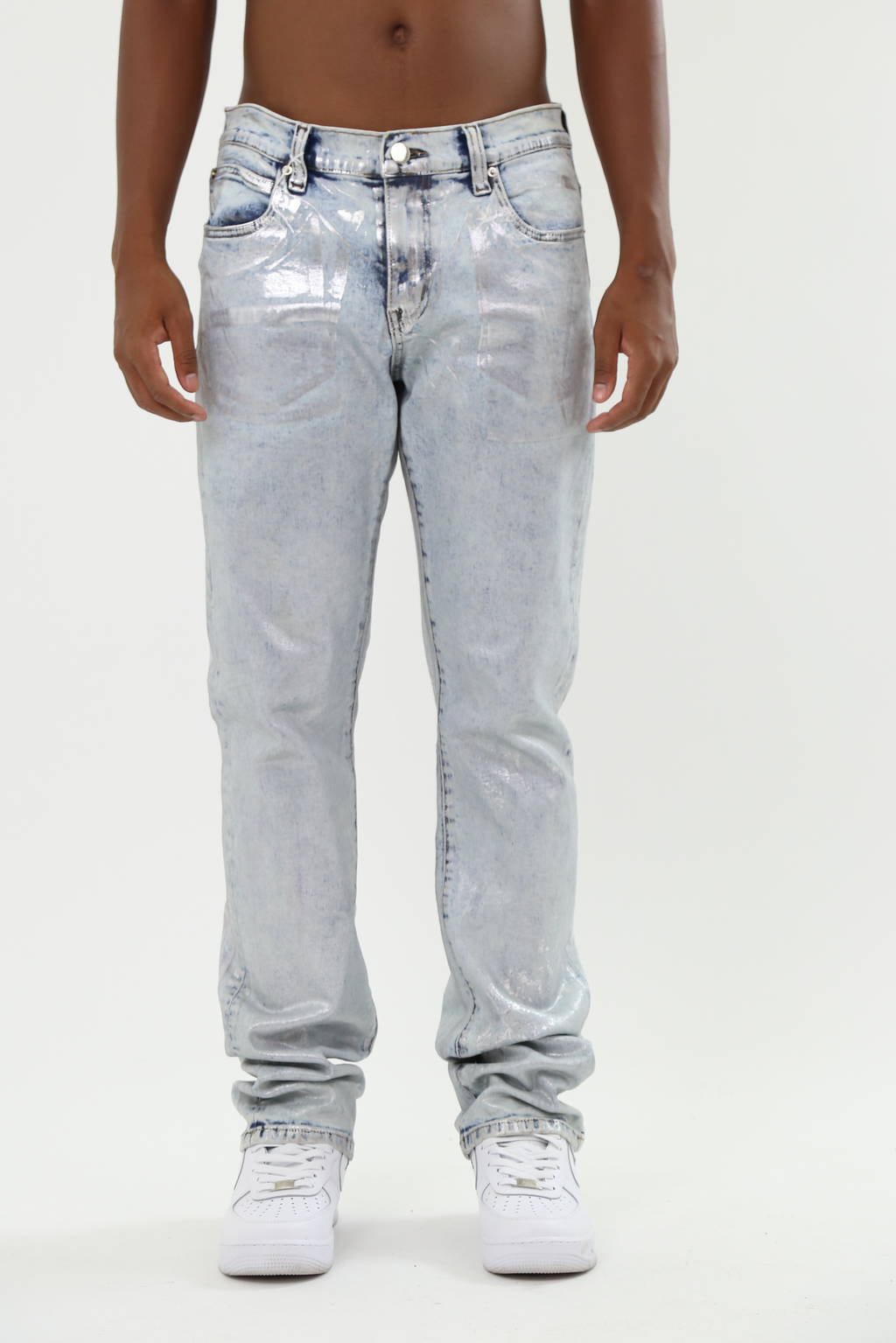 ASJ08 FOIL WASH STACKED JEANS