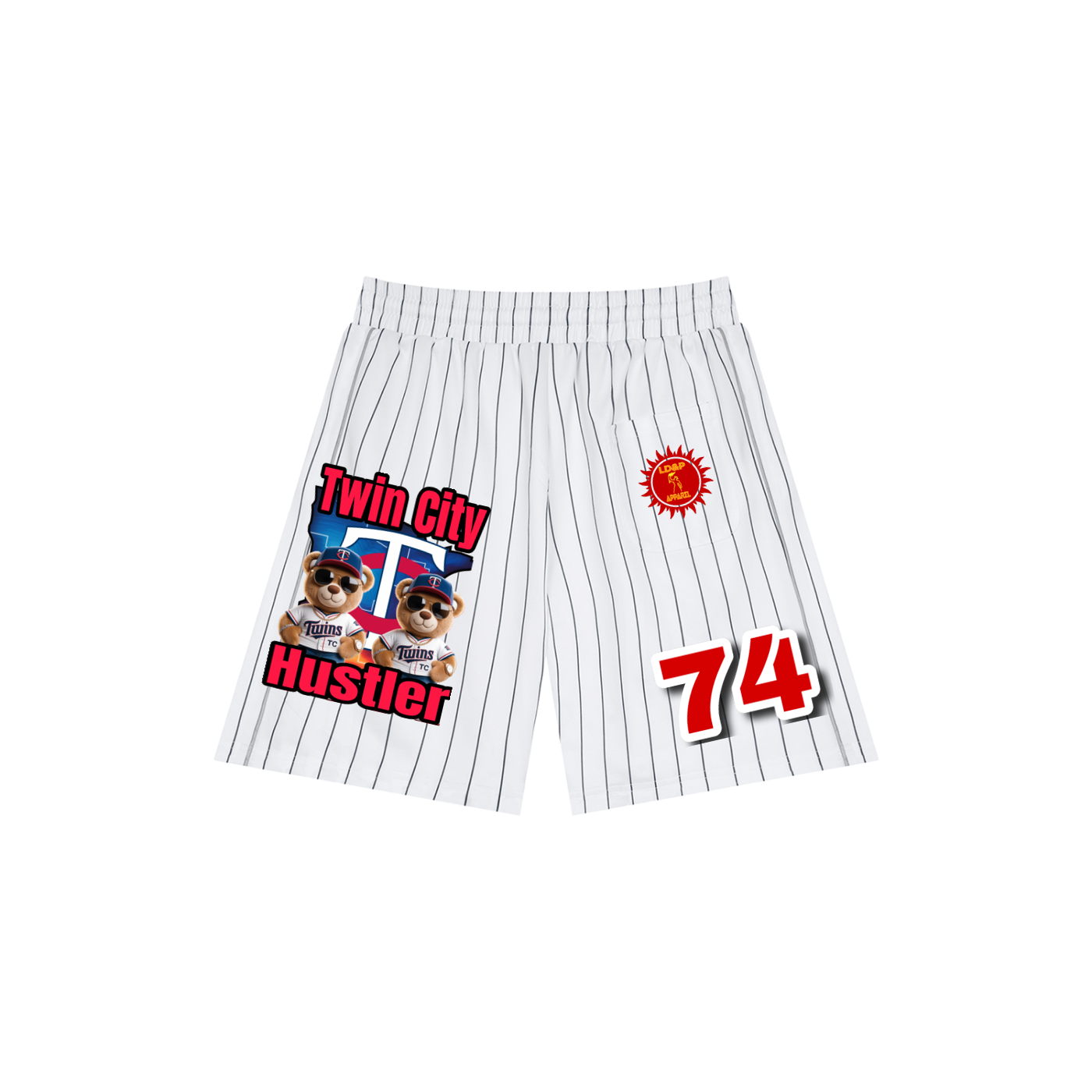 TWIN CITY HUSTLER Unisex Striped Loose Fit Shorts