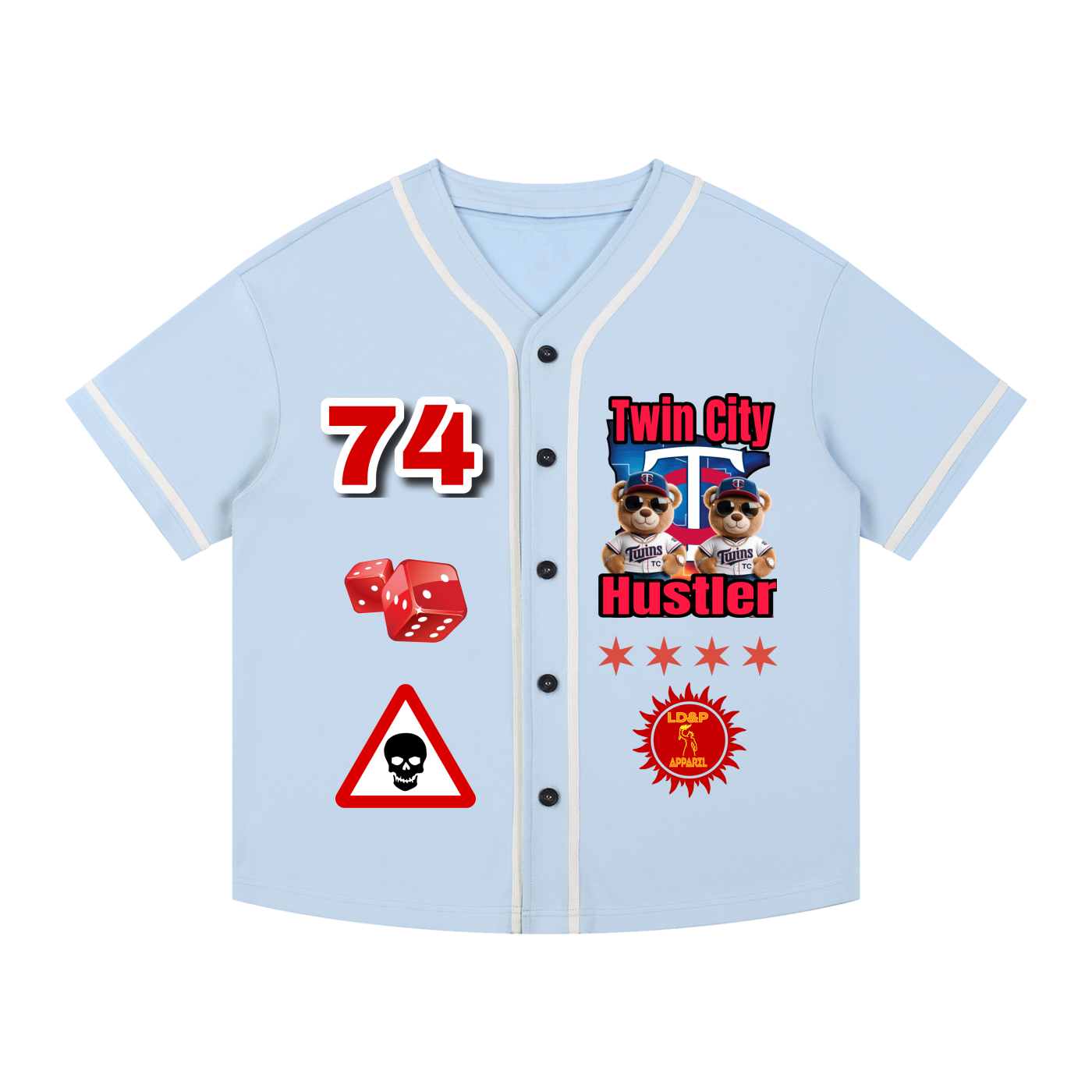 TWIN CITY HUSTLER Contrast Piped Button-Up Jersey